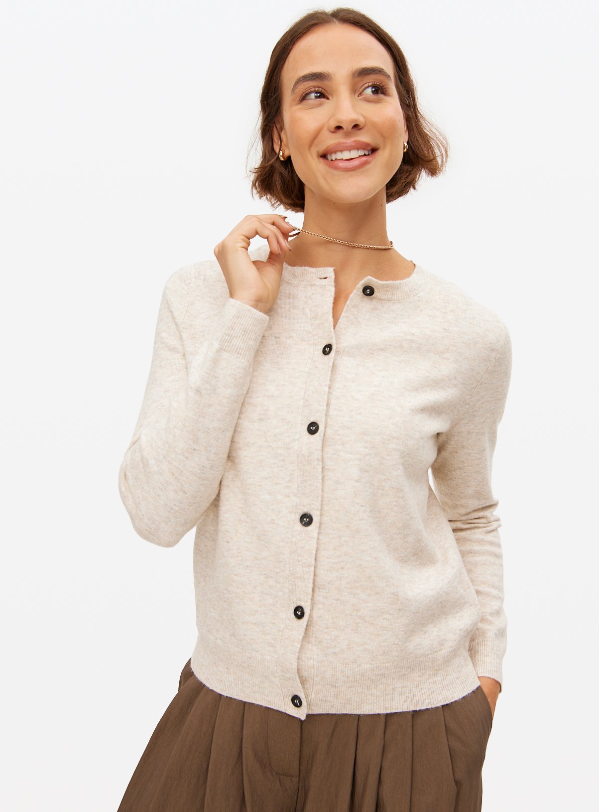Soft Knit Crew Neck Cardigan 
