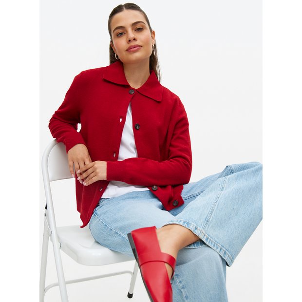 Buy Berry Red Cosy Collared Cardigan 10 Cardigans Tu