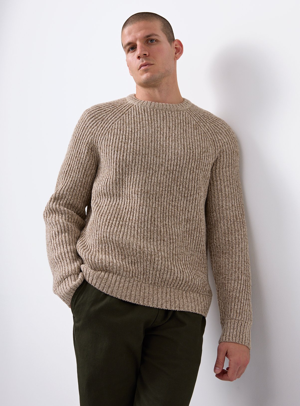 Oatmeal Twist Knitted Crew Jumper XXXL