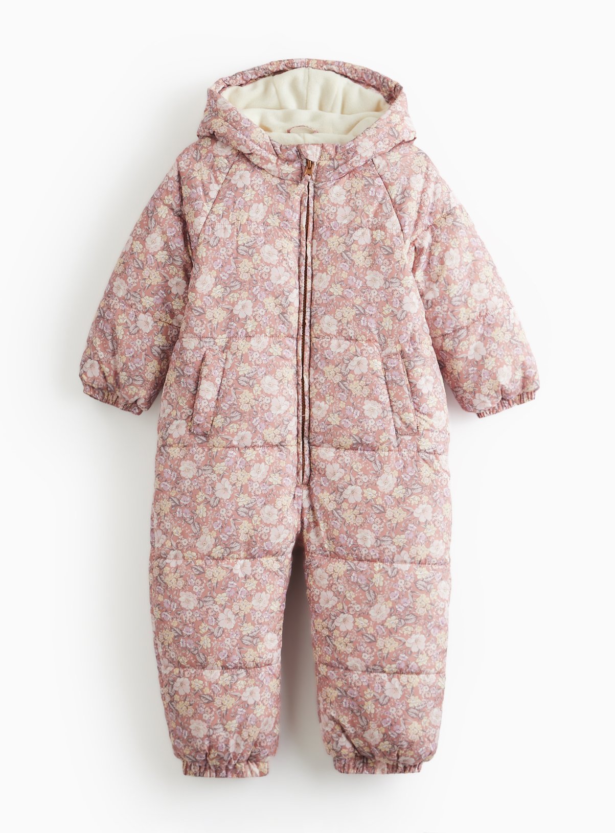 Pink Floral Fleece Lined Snowsuit. 