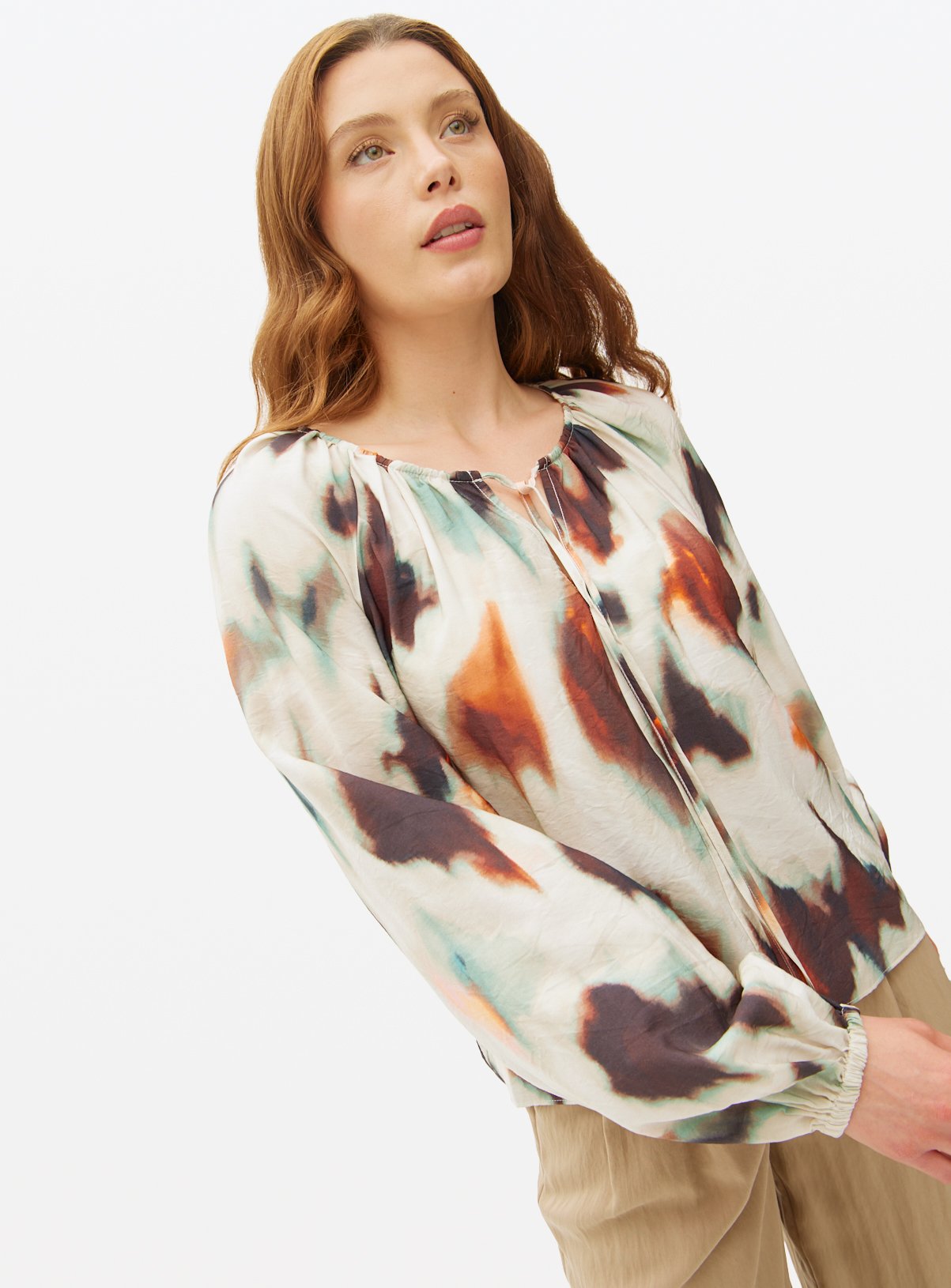 Multi Blurred Printed Co-ord  Boho Blouse 