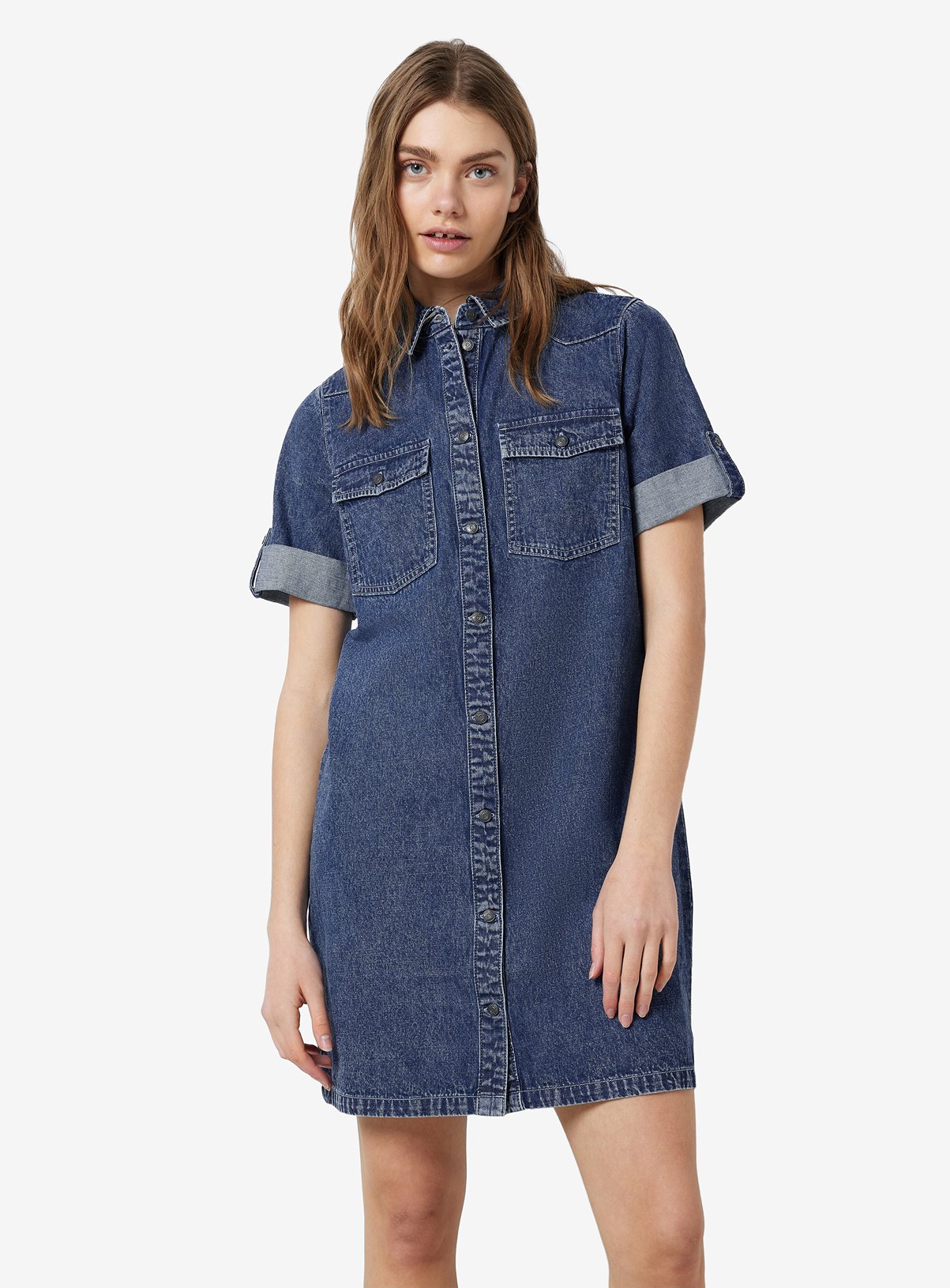 NOISY MAY Short Sleeve Denim Dress Blue 