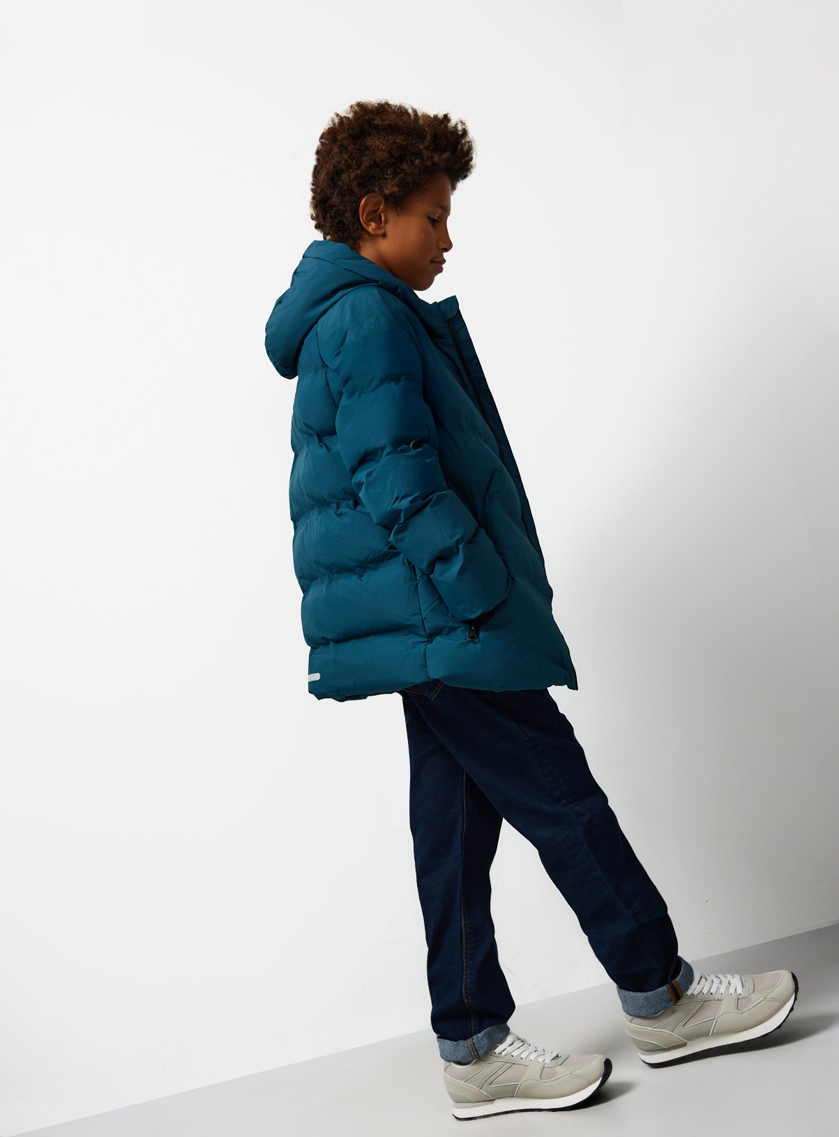 Teal Fleece Lined Hooded Padded Coat 
