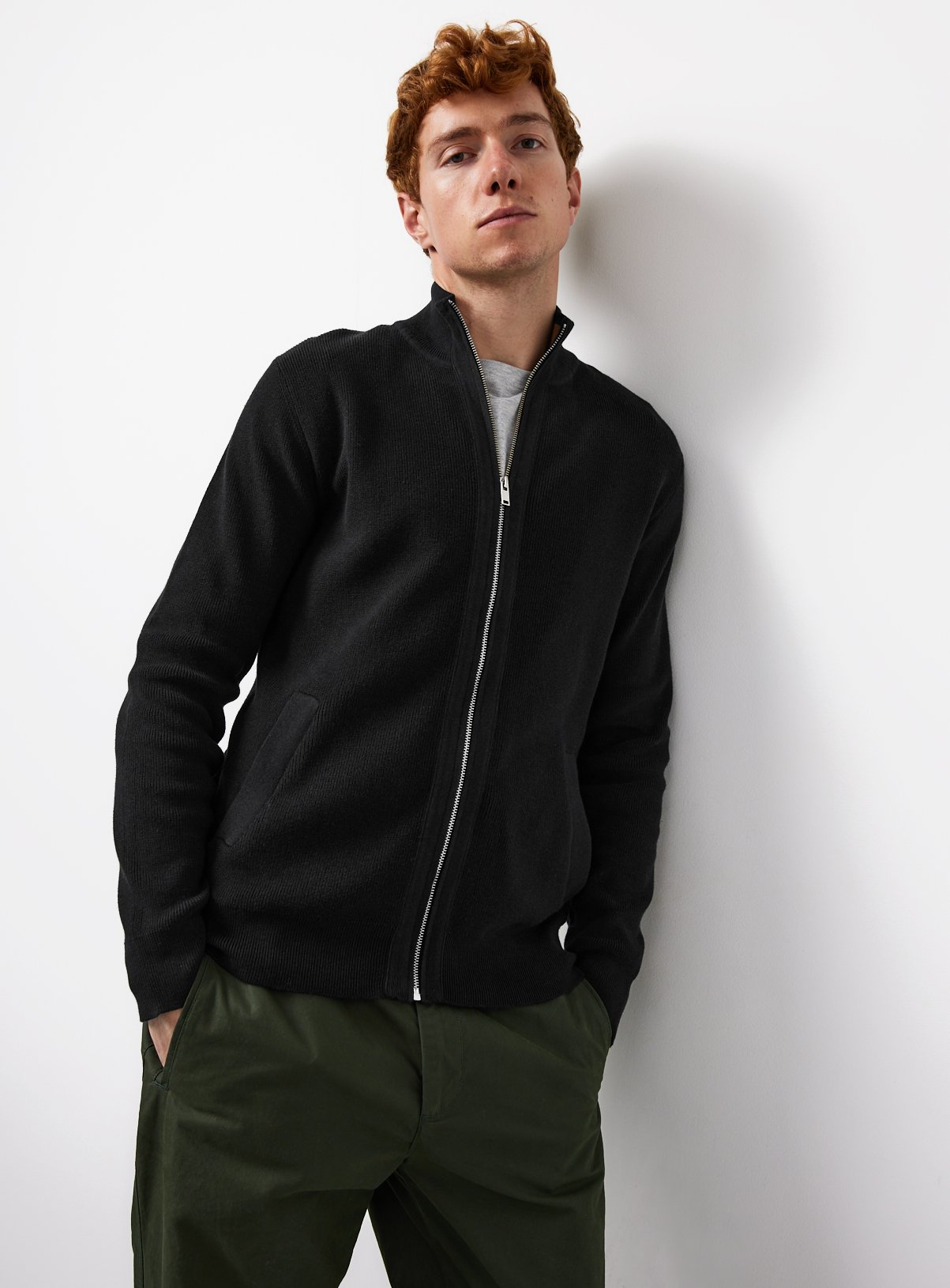 Funnel Neck Zip Knitted Jumper 