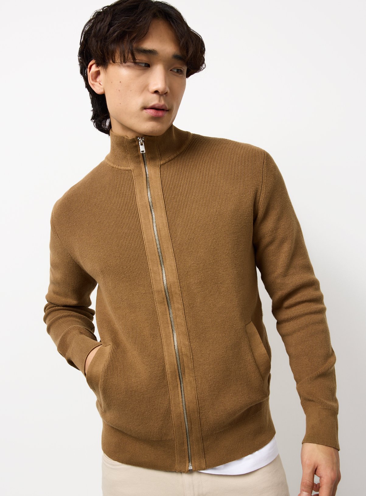 Funnel Neck Zip Knitted Jumper 