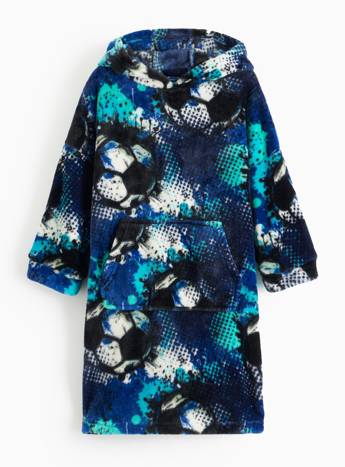 Football Print Fleece Hooded Blanket