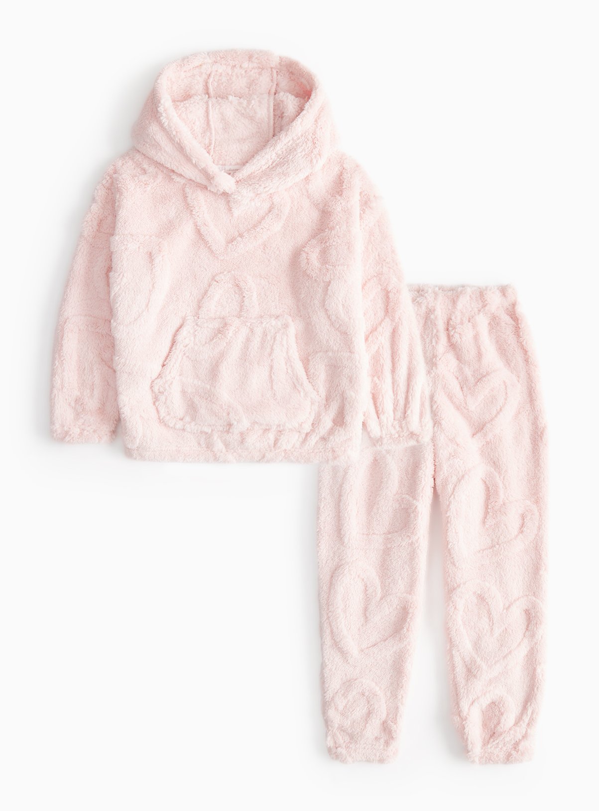 Pink Carved Heart Fleece Pyjama Lounge Set 8-9 years