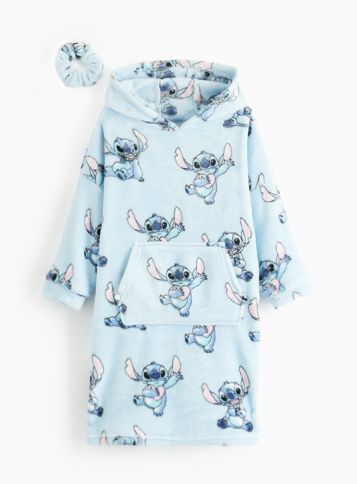 Stitch Print Fleece Hooded Blanket 