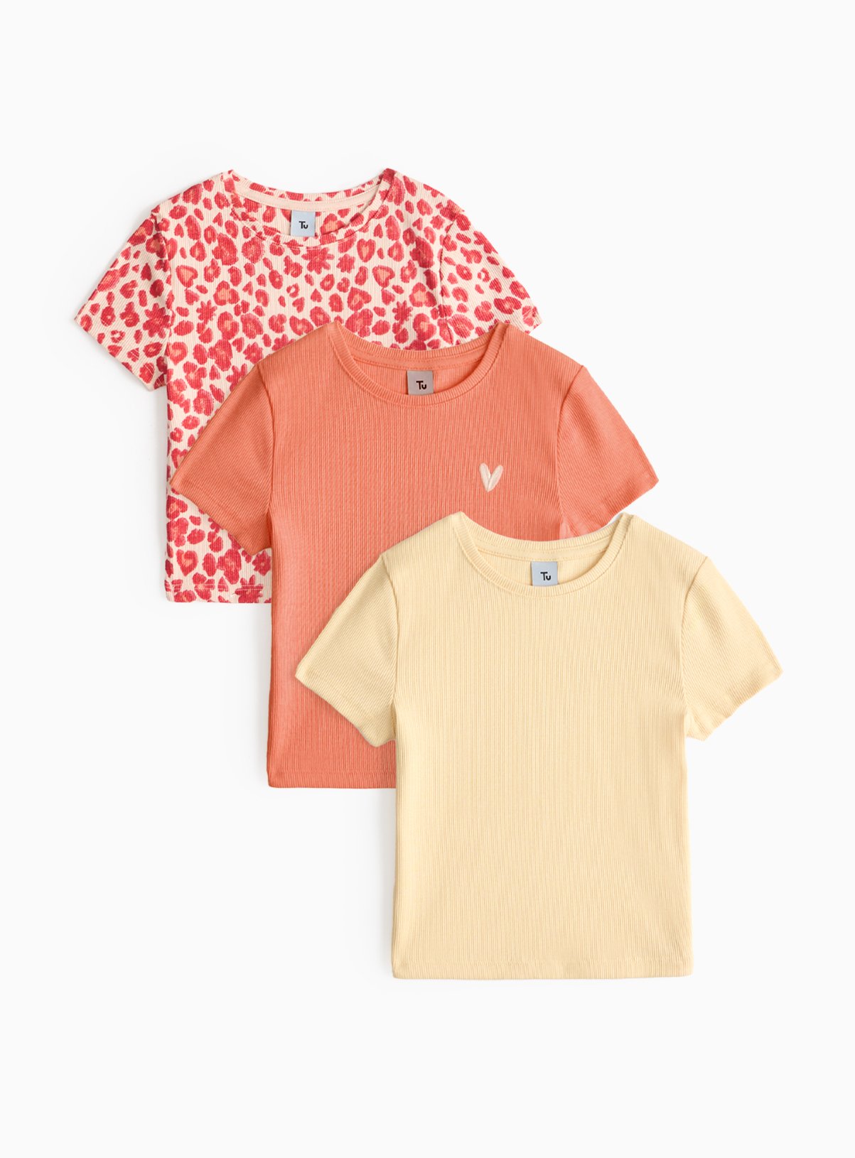 Ribbed Slim Fit T-Shirts 3 Pack