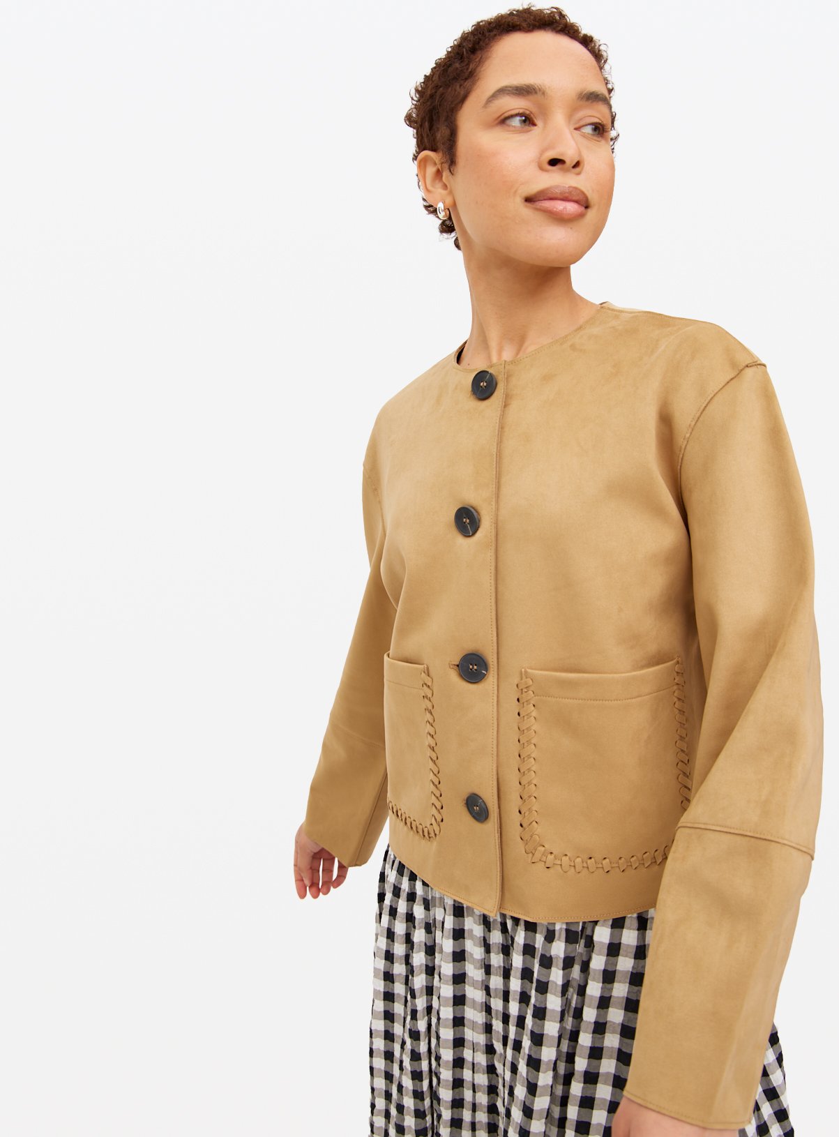 Tan Faux Suede Boxy Jacket 20