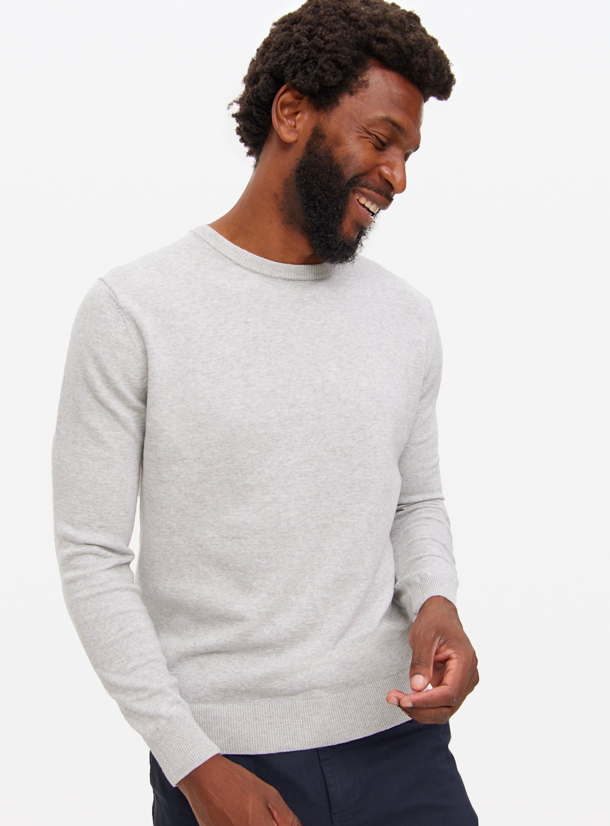 Grey Marl Knit Crew Neck Jumper 