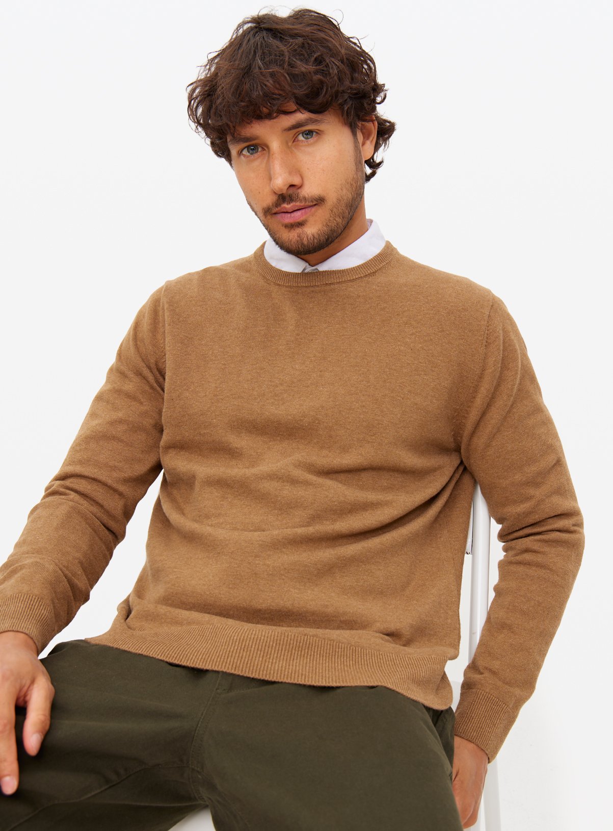 Tan Crew Neck Jumper 