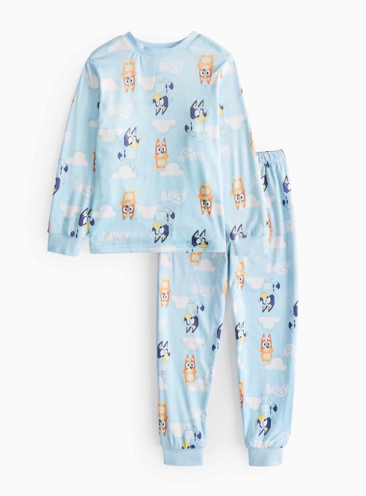 Bluey Character Print Blue Slinky Fleece Pyjamas 