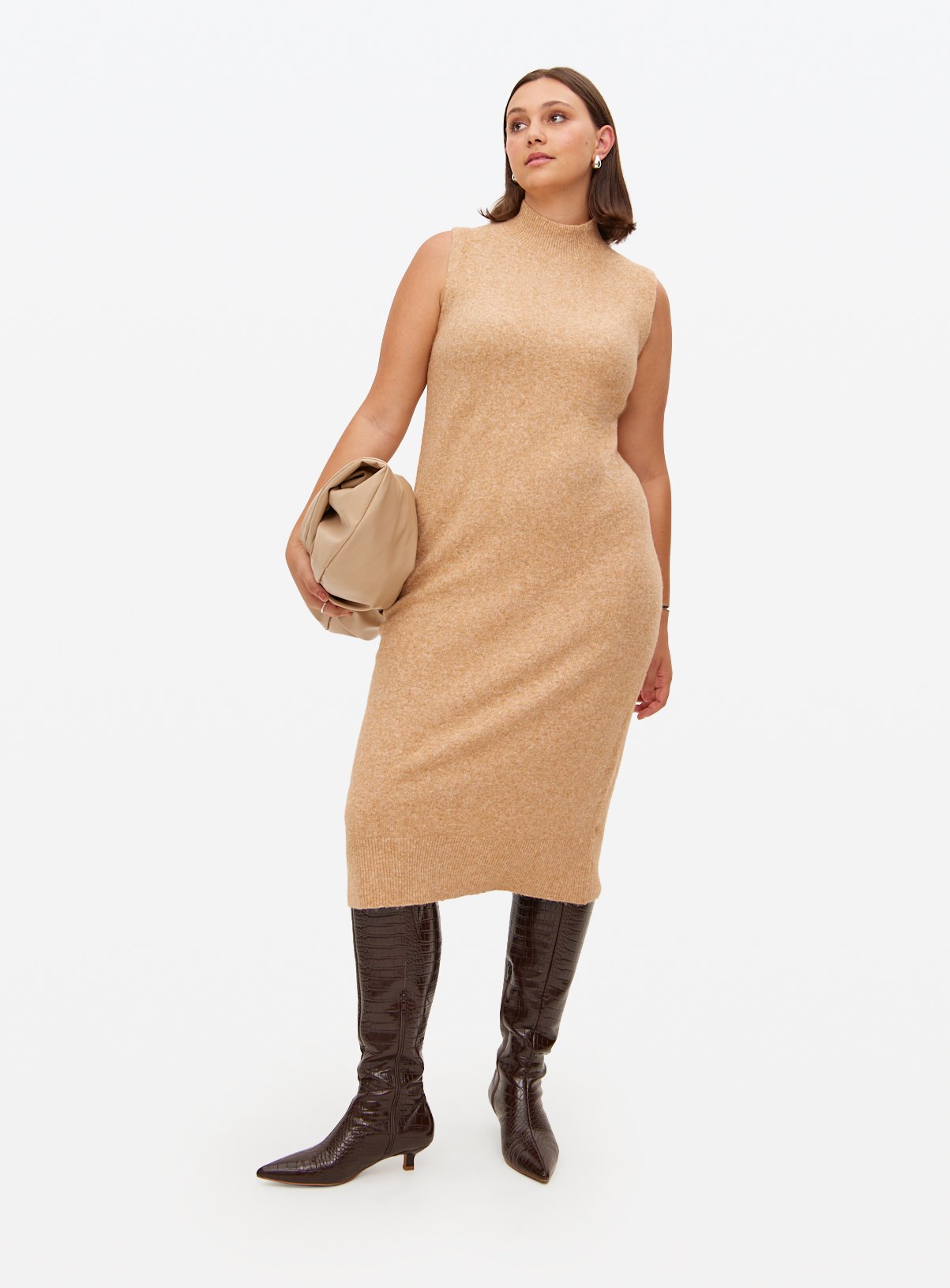 Camel Soft Knit Sleeveless Midi Dress 22