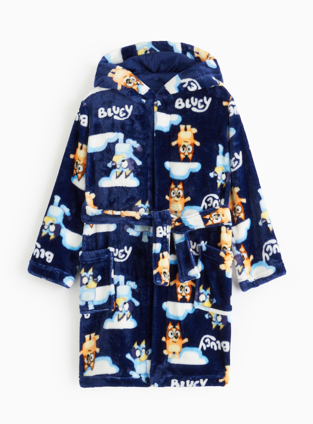 Bluey Character Print Navy Fleece Dressing Gown