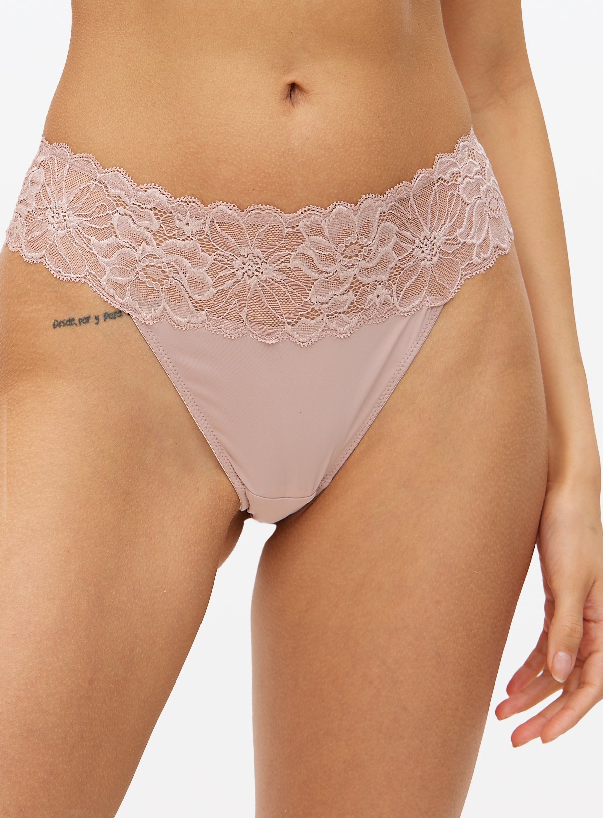 Mink Floral Lace Thong
