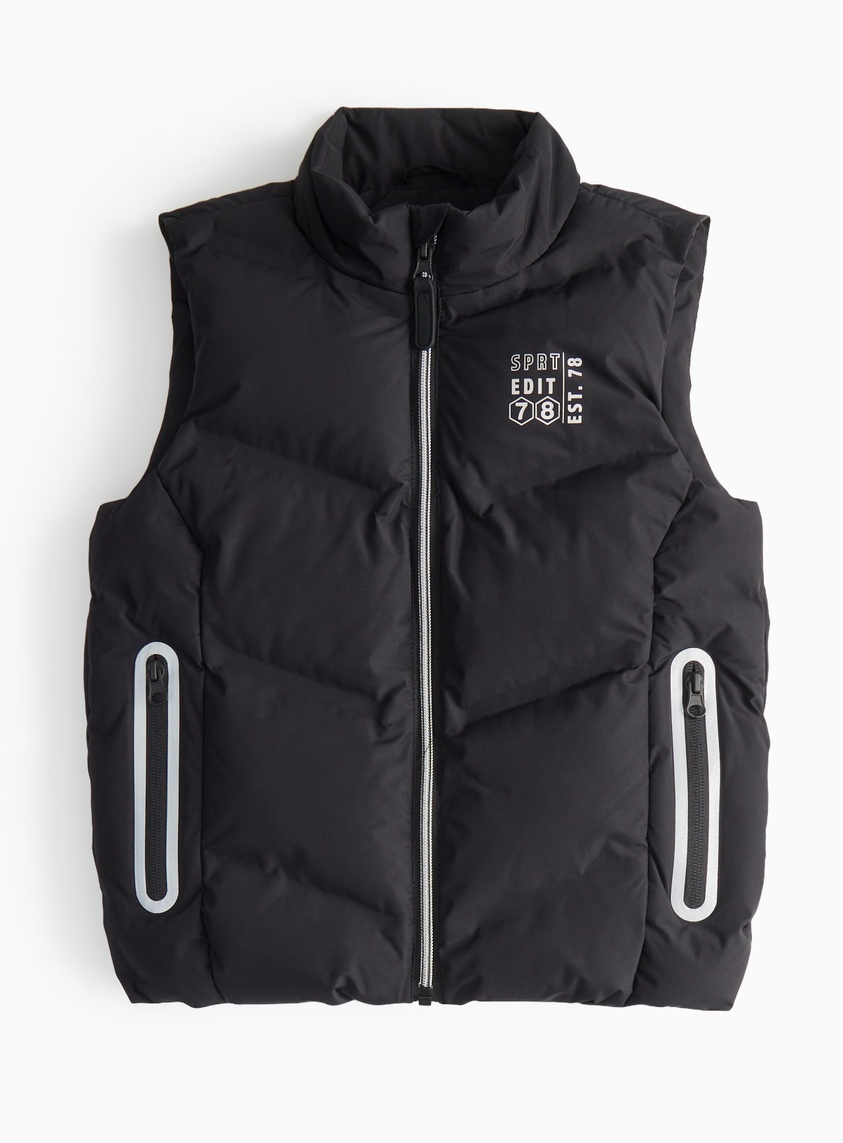 Black Graphic Logo Padded Gilet