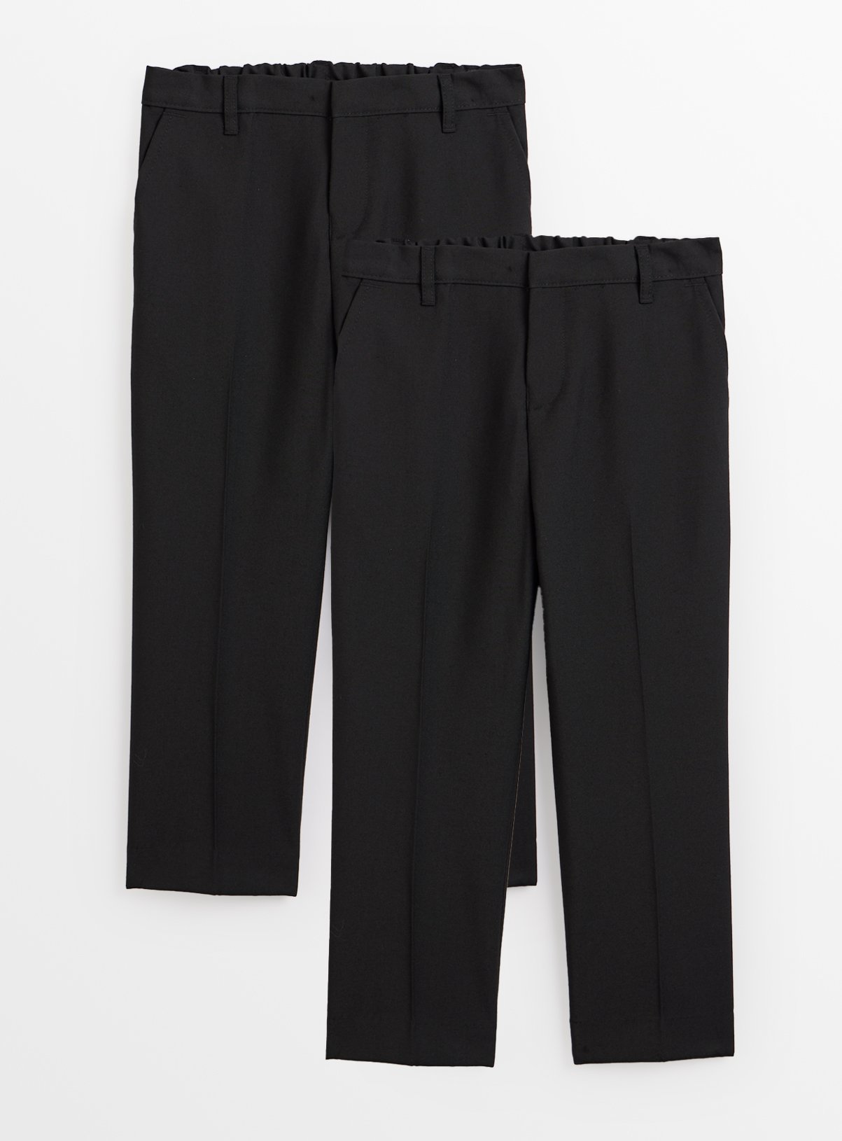 2 Pack Black Trousers with Reinforced Knees & Extendable Hems Generous Fit 13 years