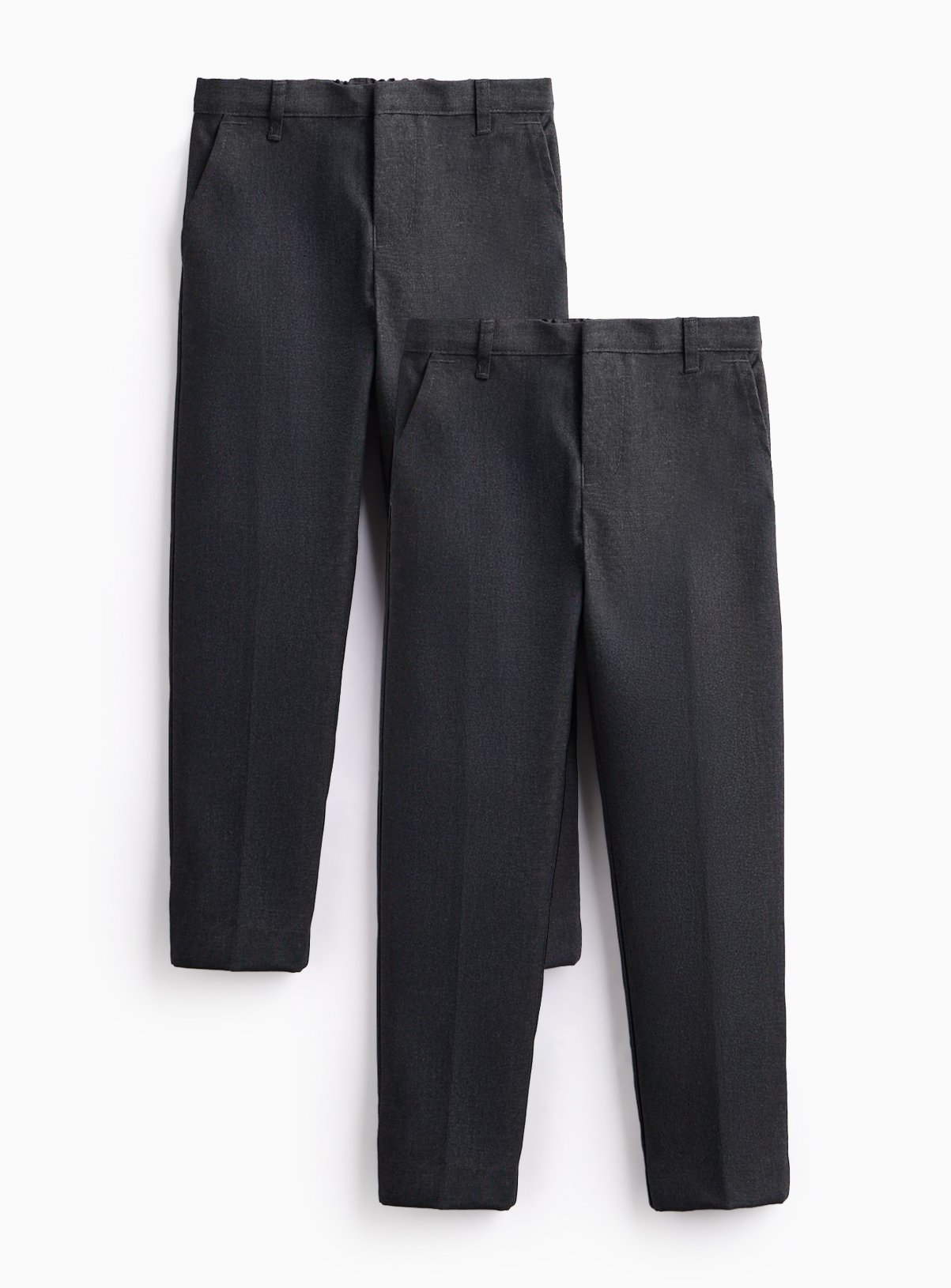 2 Pack Grey Trousers with Reinforced Knees & Extendable Hems Longer Leg 13 years