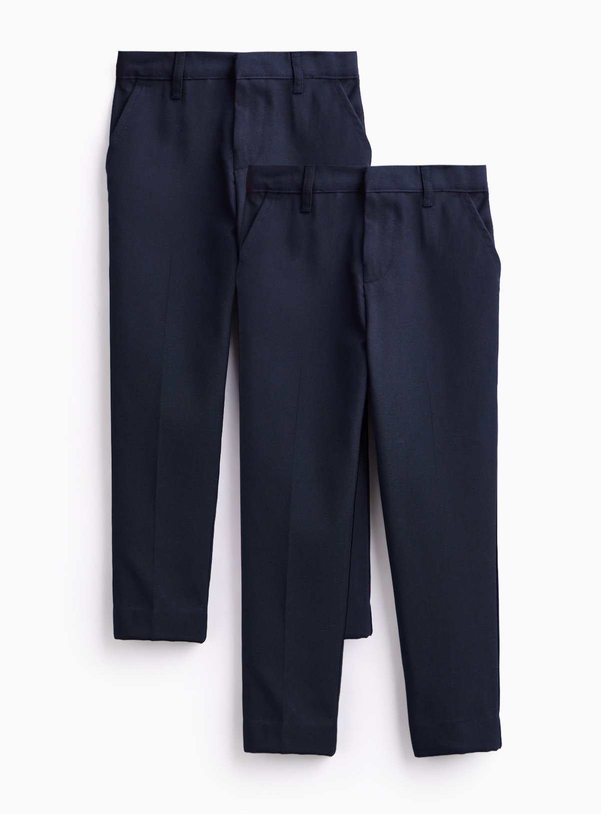 2 Pack Navy Skinny Fit Woven Trousers with Reinforced Knees & Extendable Hem 13 years