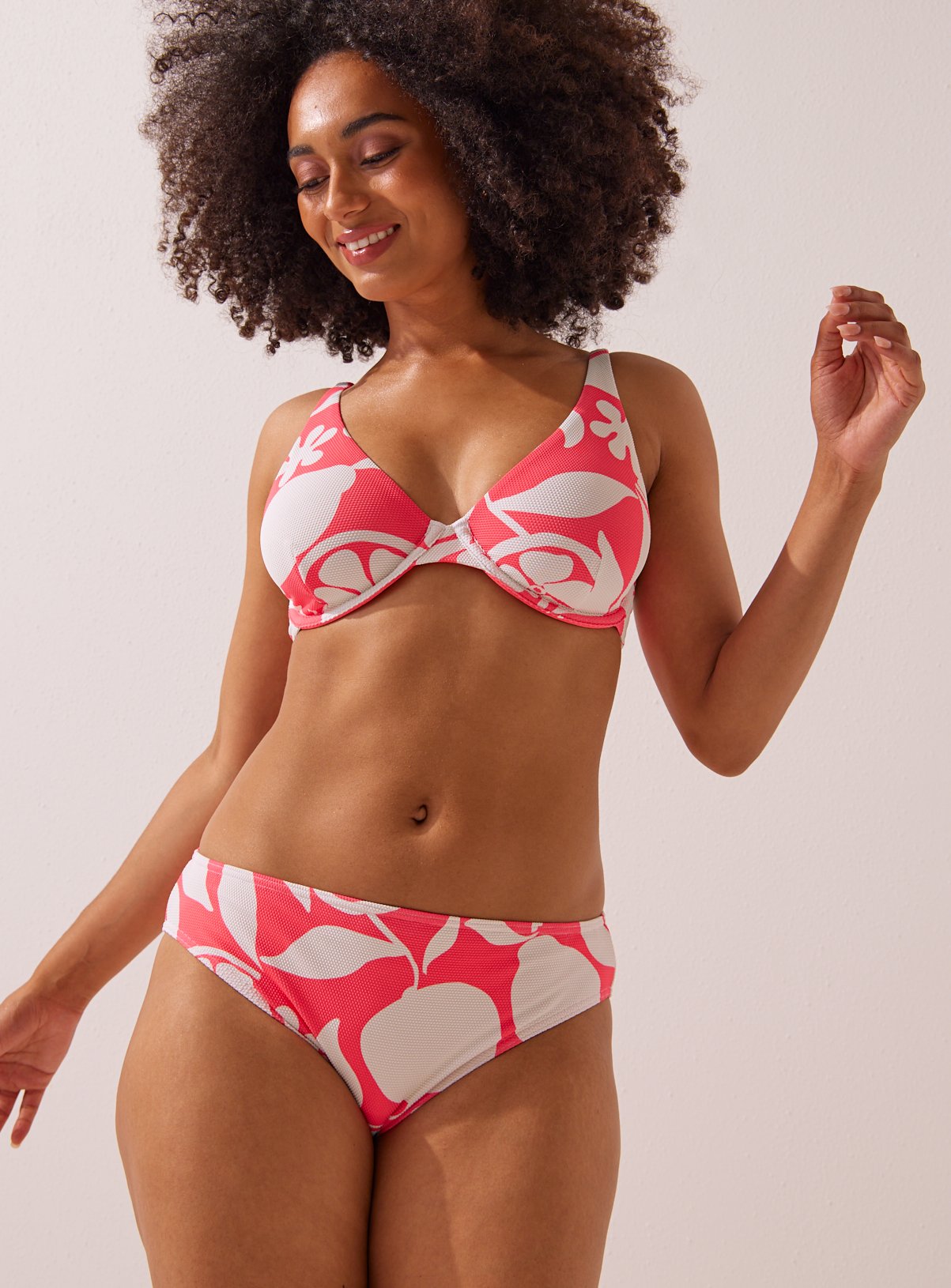 Pink Fruit Printed High Leg Bikini Bottoms 