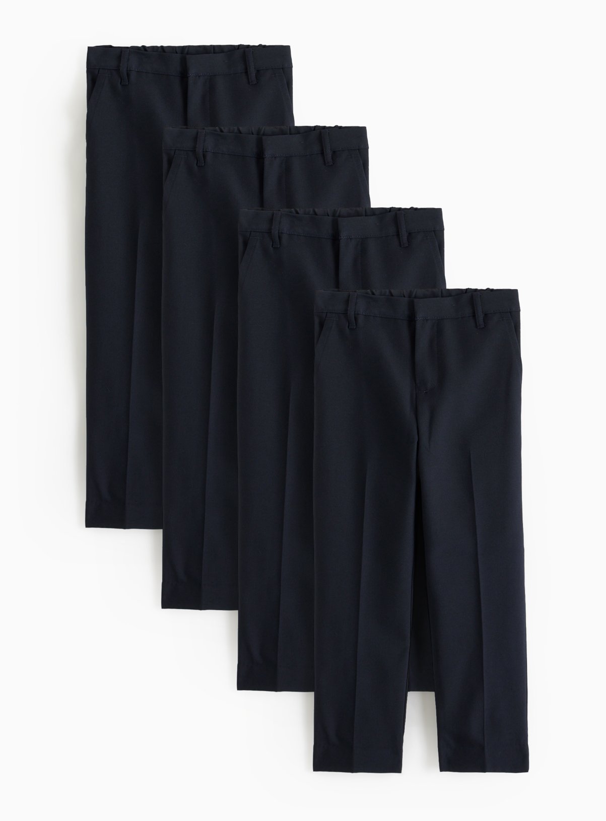 4 Pack Navy Trousers with Reinforced Knees & Extendable Hems 14 years