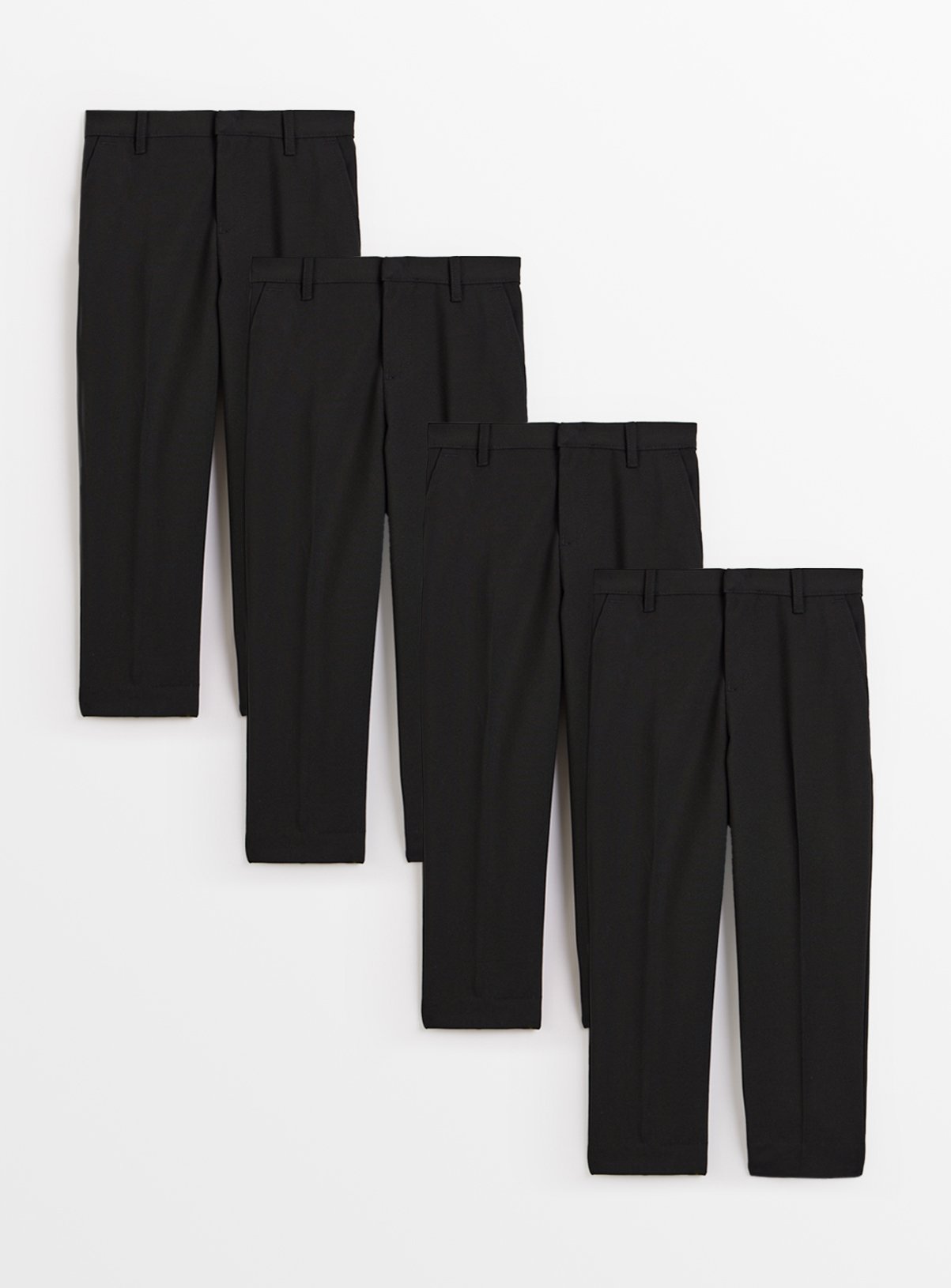 4 Pack Black Trousers with Reinforced Knees & Extendable Hems 14 years