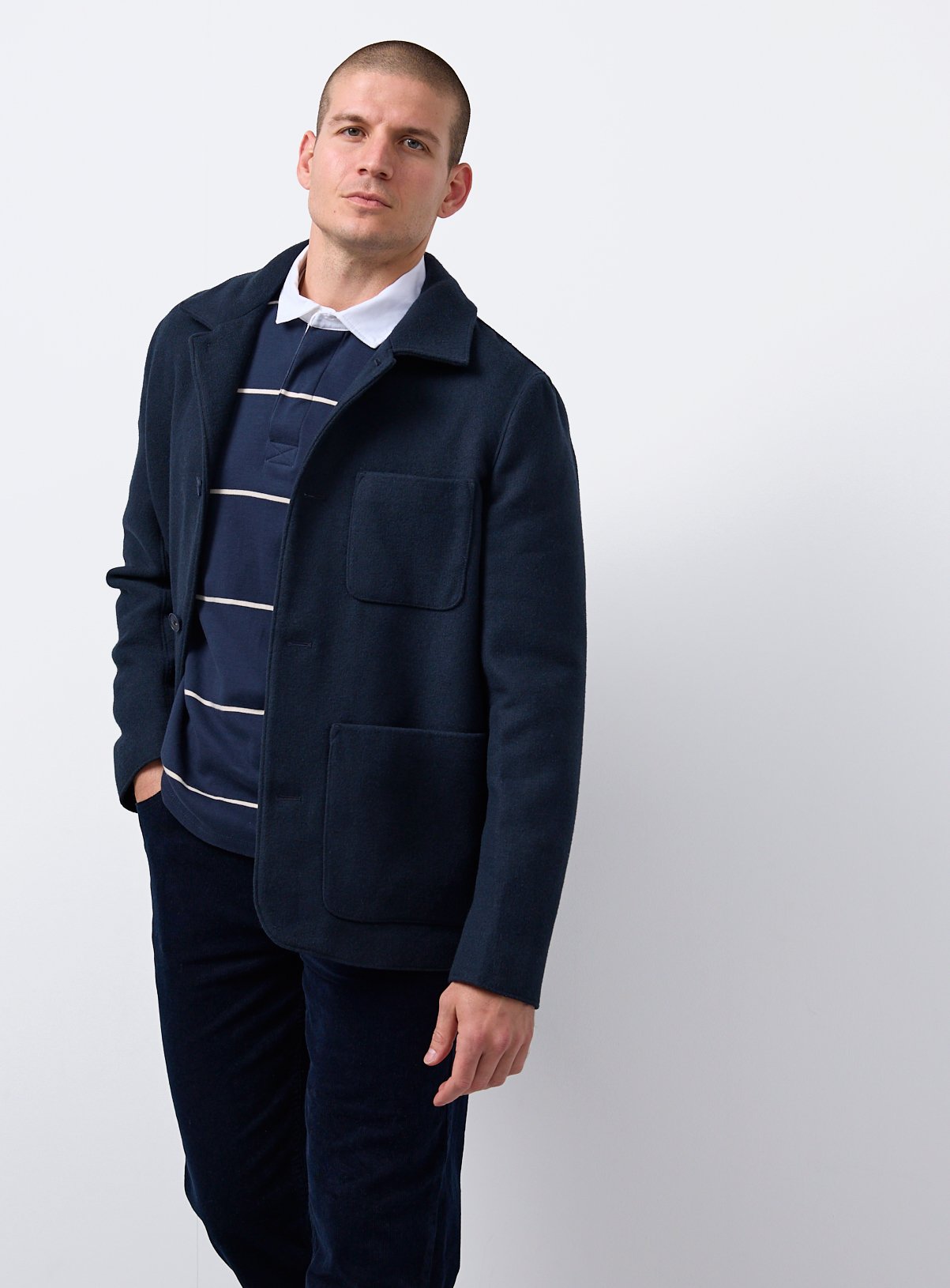 Navy Brushed Chore Shacket XXXL