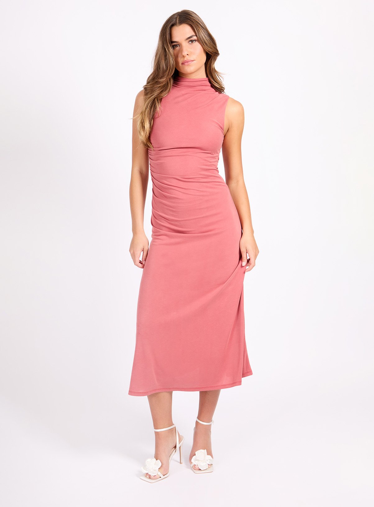 LITTLE MISTRESS Coral Jersey Midaxi Dress 