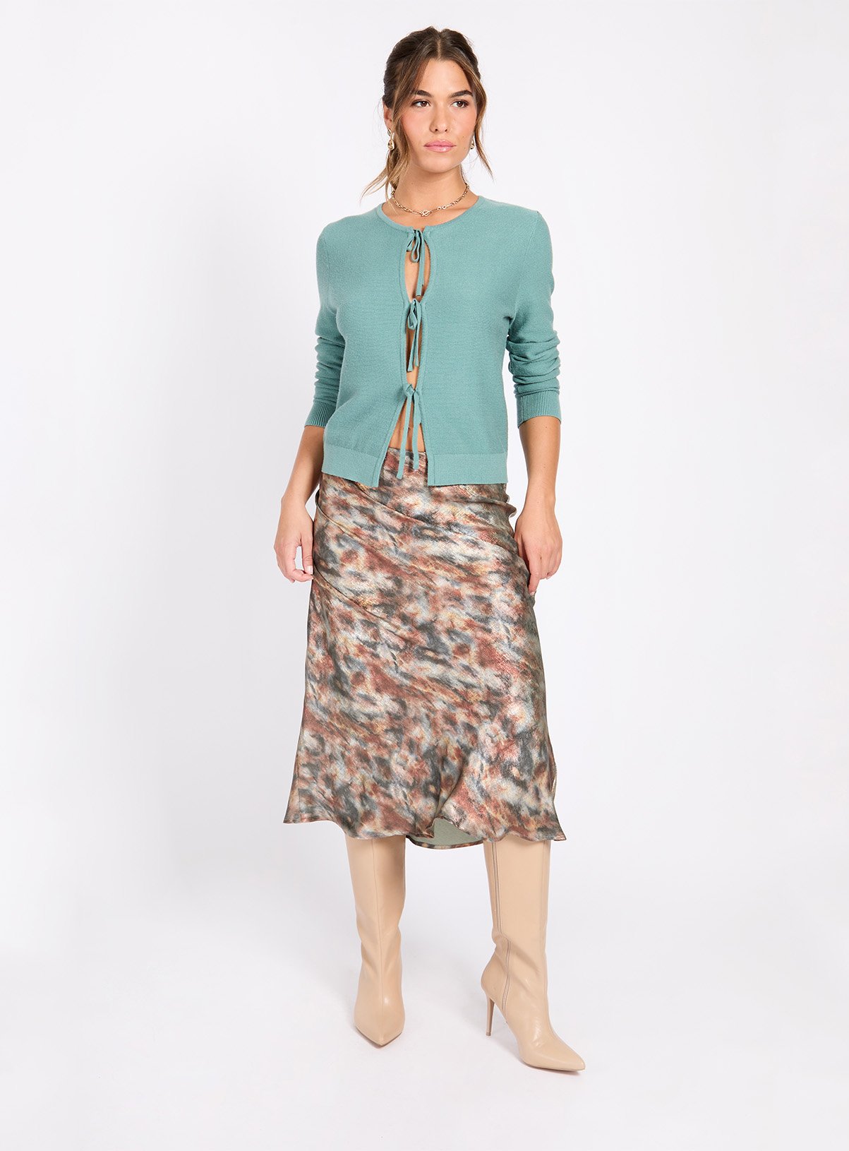 LITTLE MISTRESS Sage Blur Print Skirt 