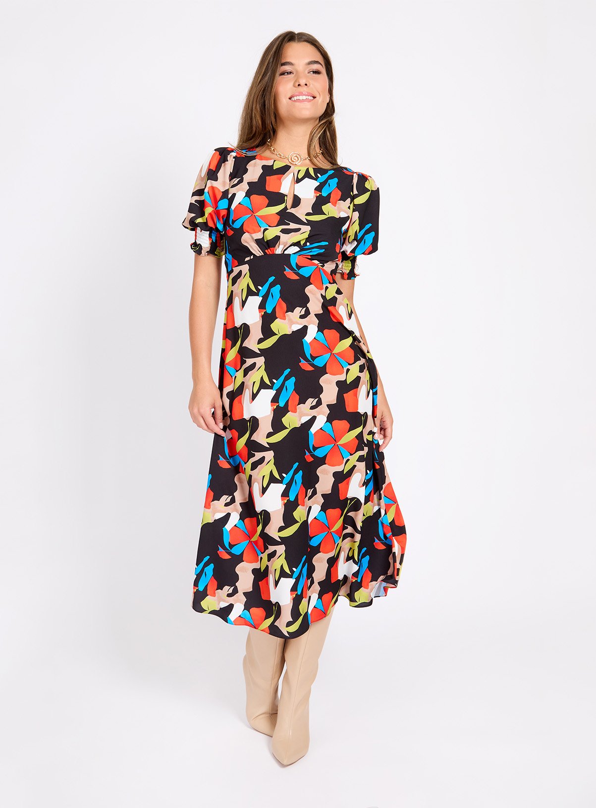 LITTLE MISTRESS Multi Printed Midaxi Dress