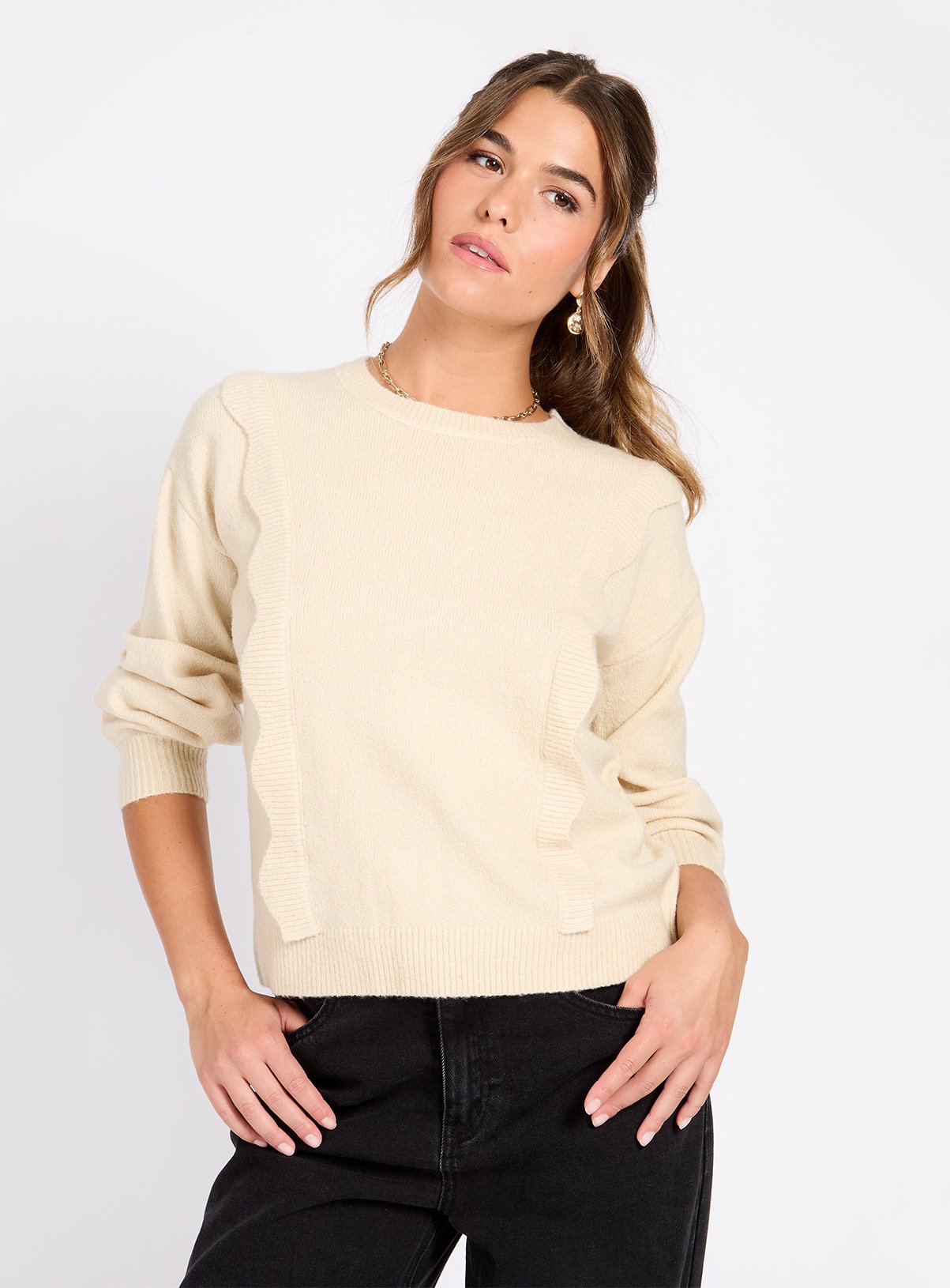LITTLE MISTRESS Cream Knit Jumper 