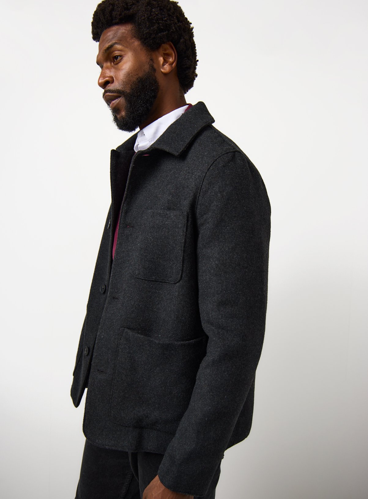 Charcoal Brushed Chore Shacket M