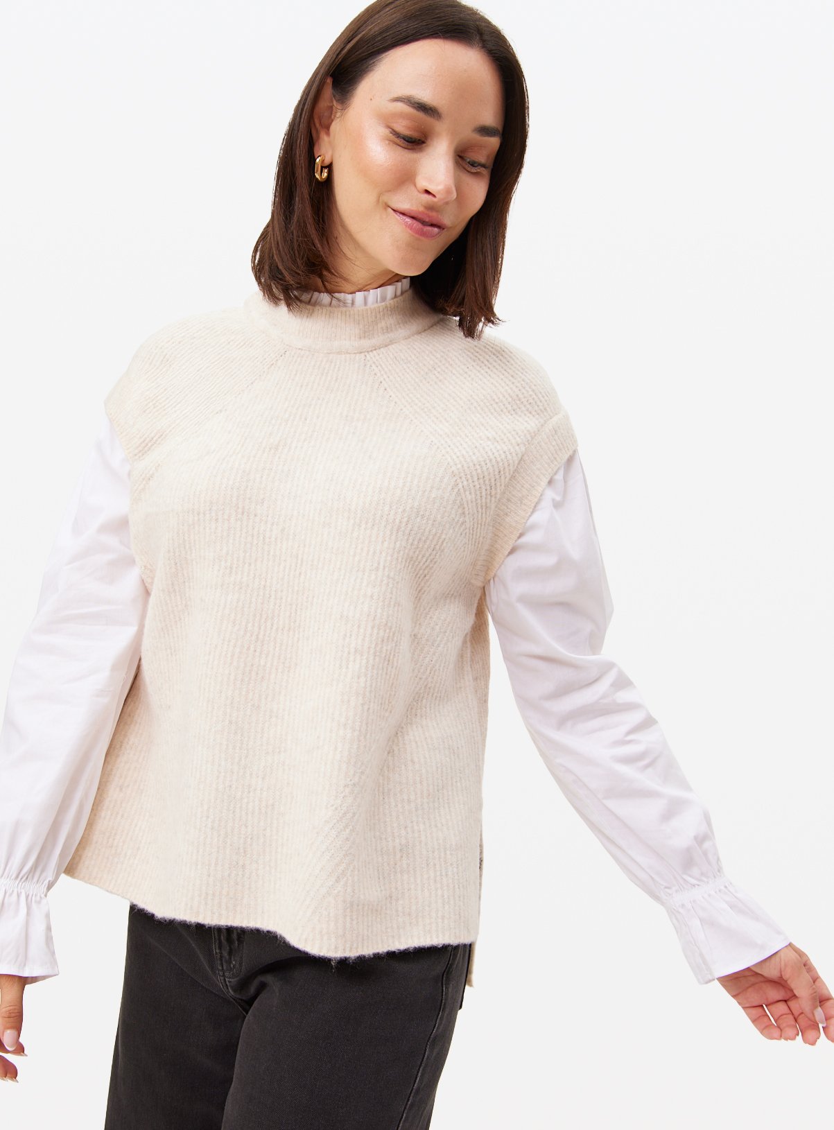 Combined Frill Neck Blouse With Jumper