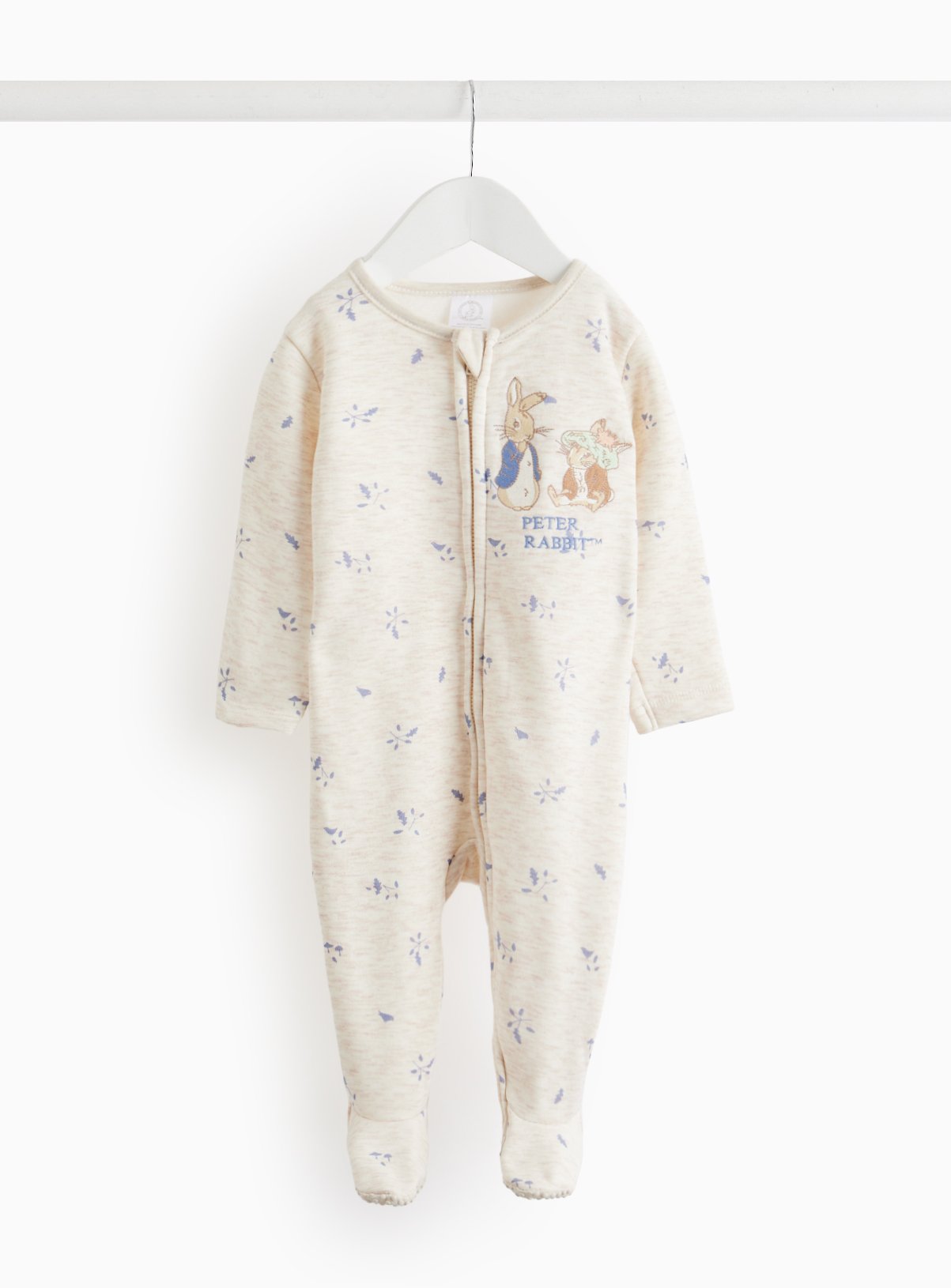 Peter Rabbit Grey Fleece Lined Sleepsuit