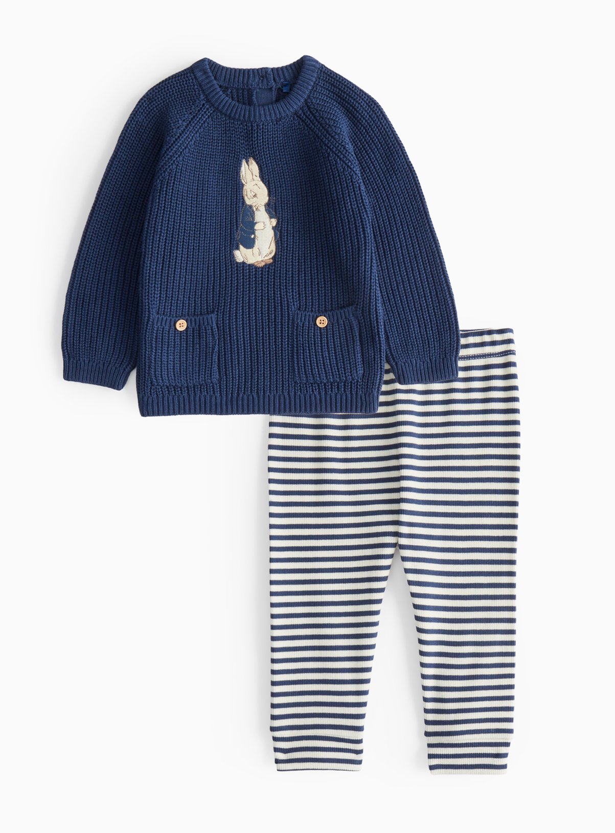 Peter Rabbit Embroidered Knitted Jumper & Stripe Leggings  
