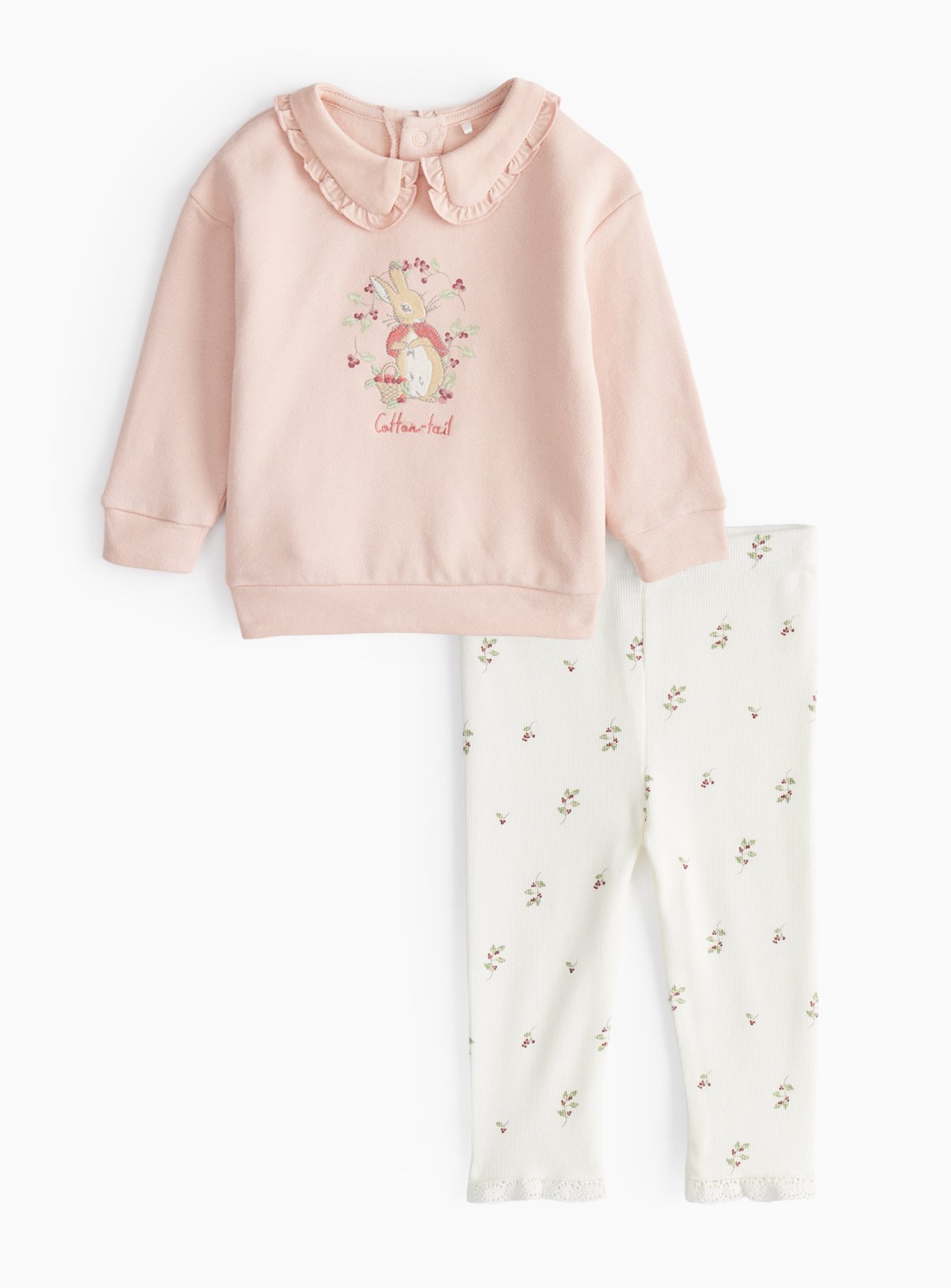 Peter Rabbit Pink Collared Sweatshirt & Print Leggings Set 