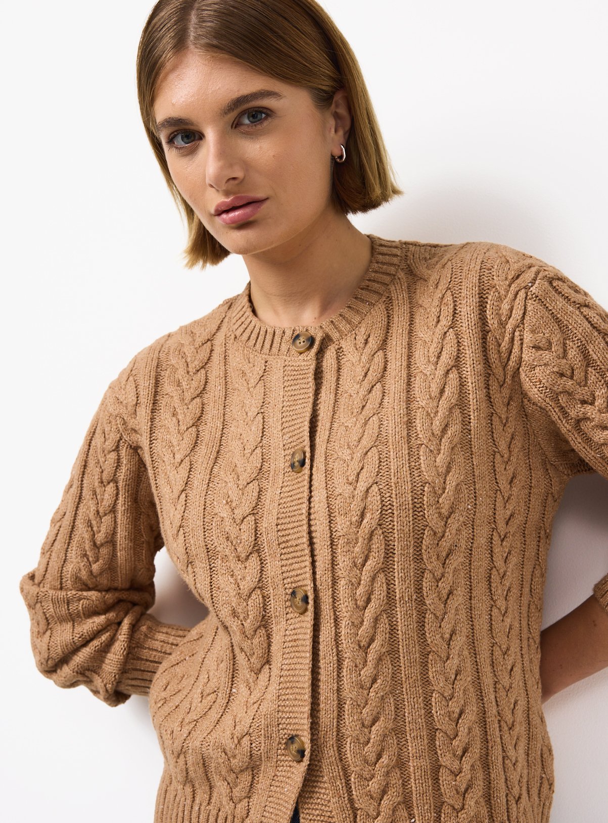 Buy Camel Neppy Cable Knit Cardigan 10 Cardigans Tu