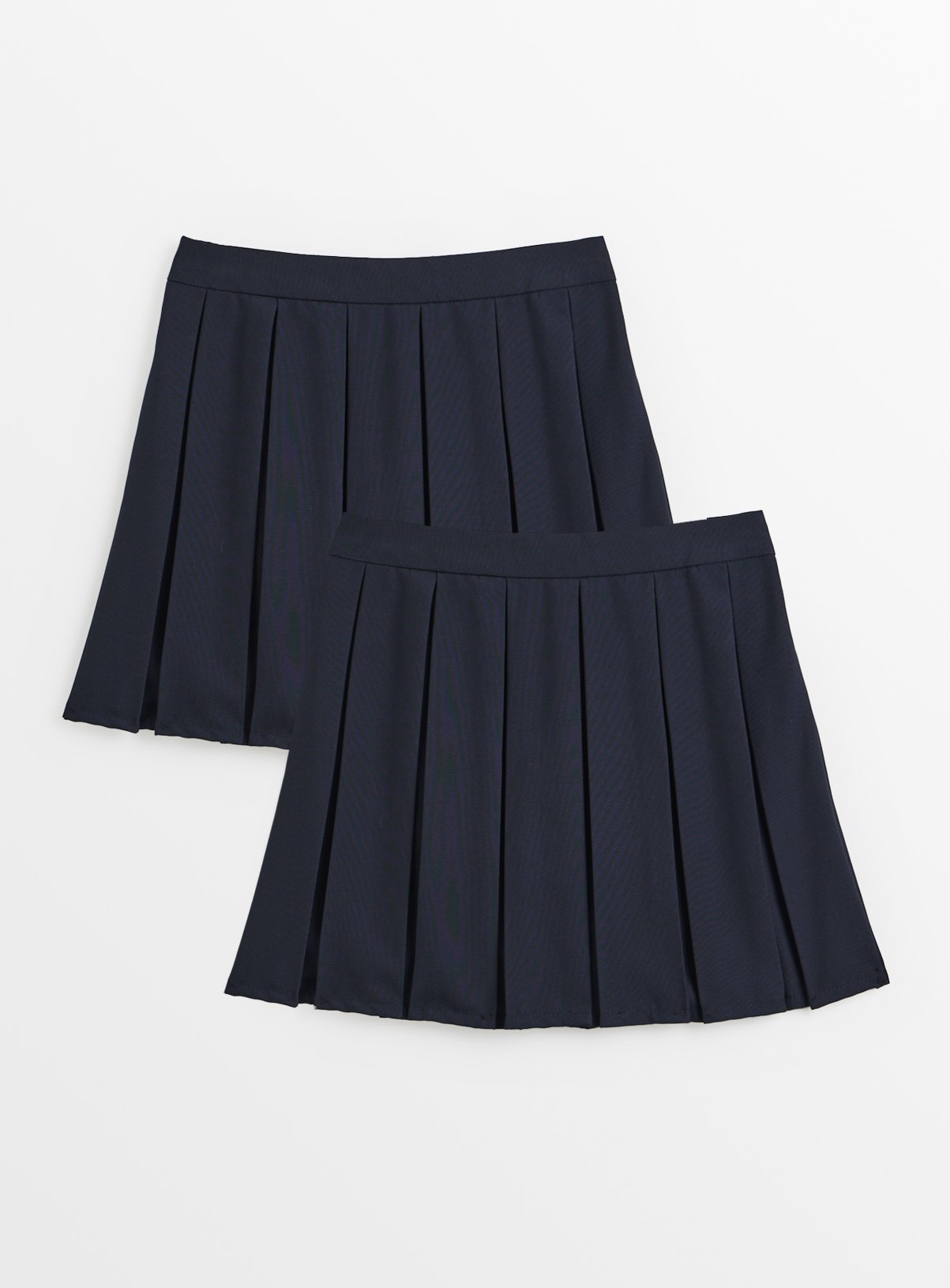 2 Pack Navy Permanent Pleat Skirts Generous Fit 13 years