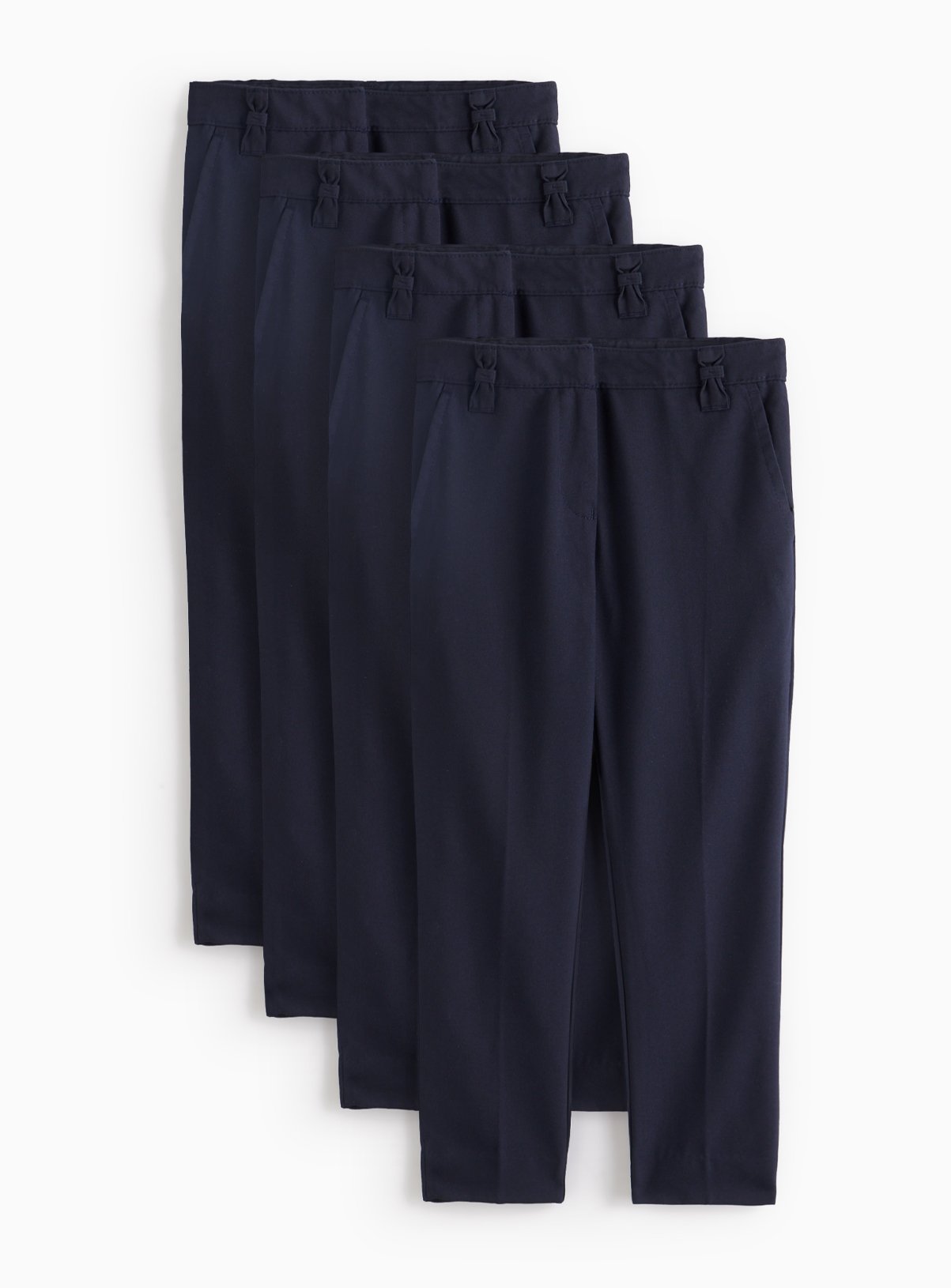 4 Pack Navy Trousers with Reinforced Knees & Extendable Hem 9 years