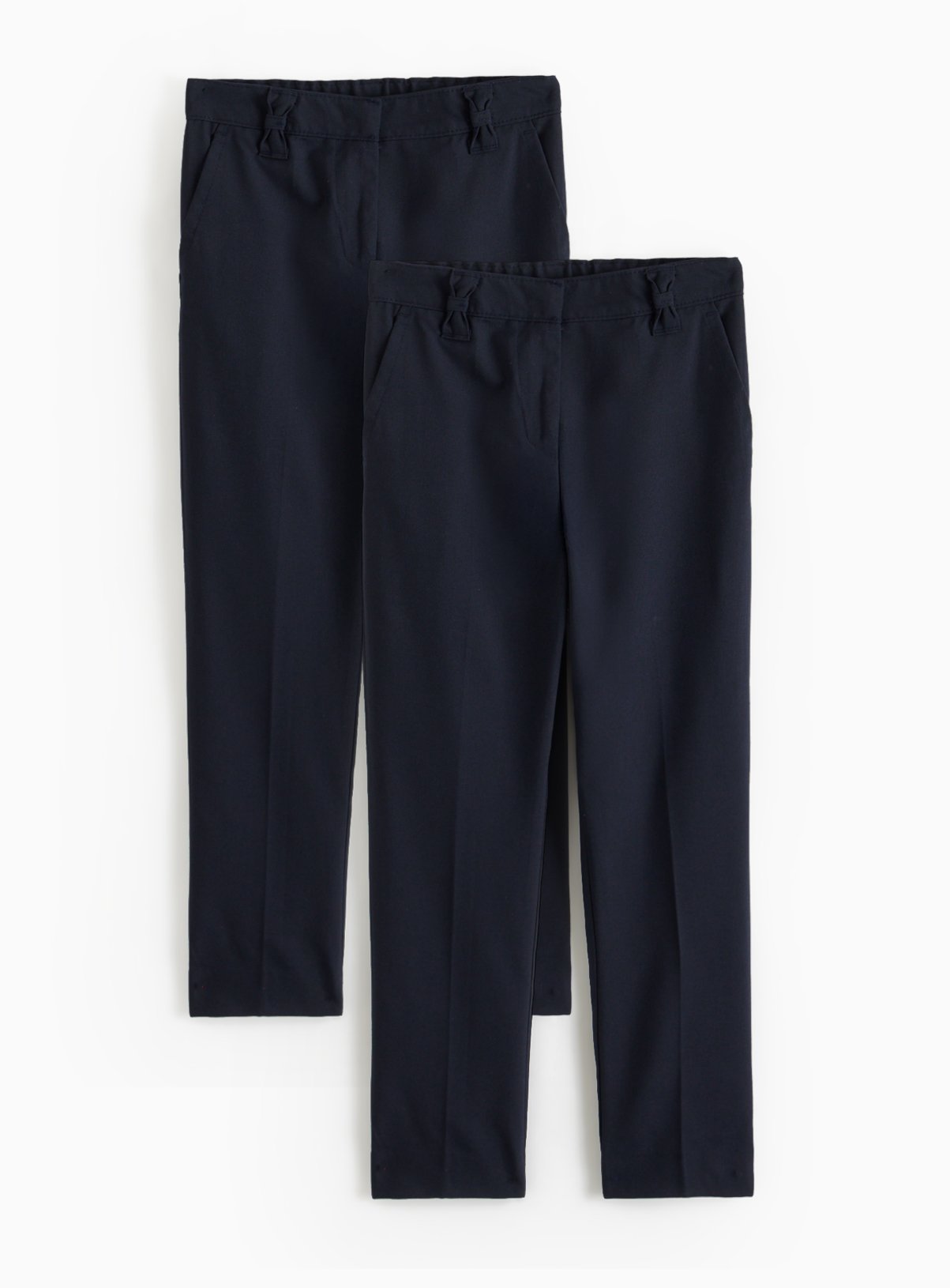 2 Pack Girls Trousers with Reinforced Knees & Extendable Hems Longer Leg 