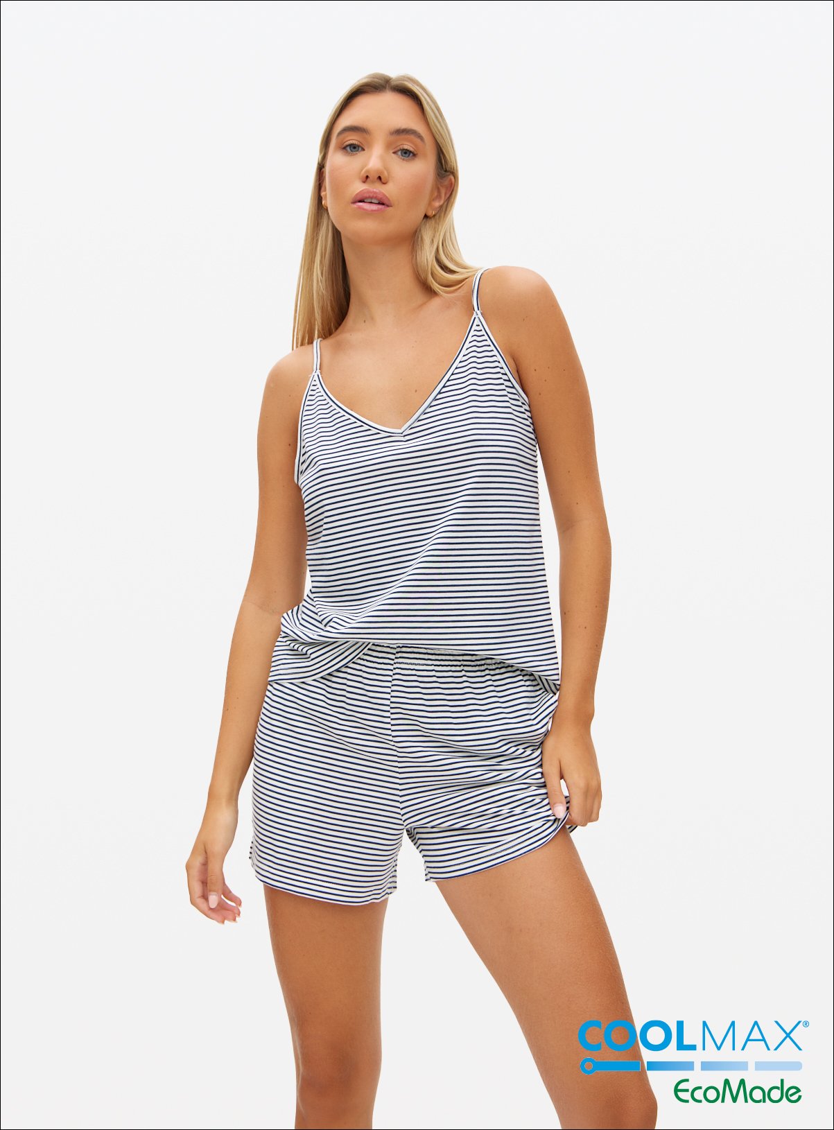 COOLMAX® Blend Navy Stripe Co-ord Pyjama Shorts 
