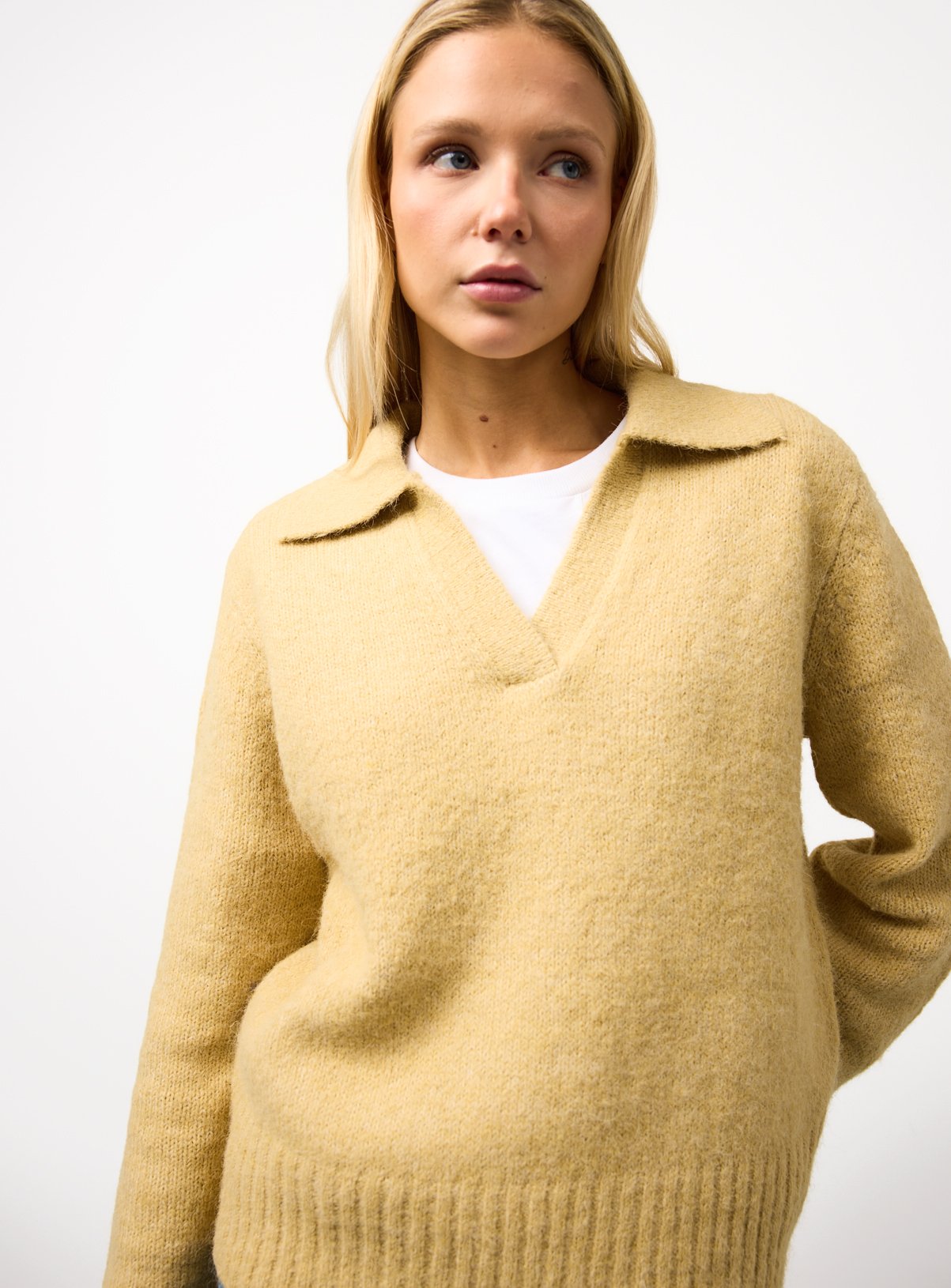 Open Collar Knitted Jumper 