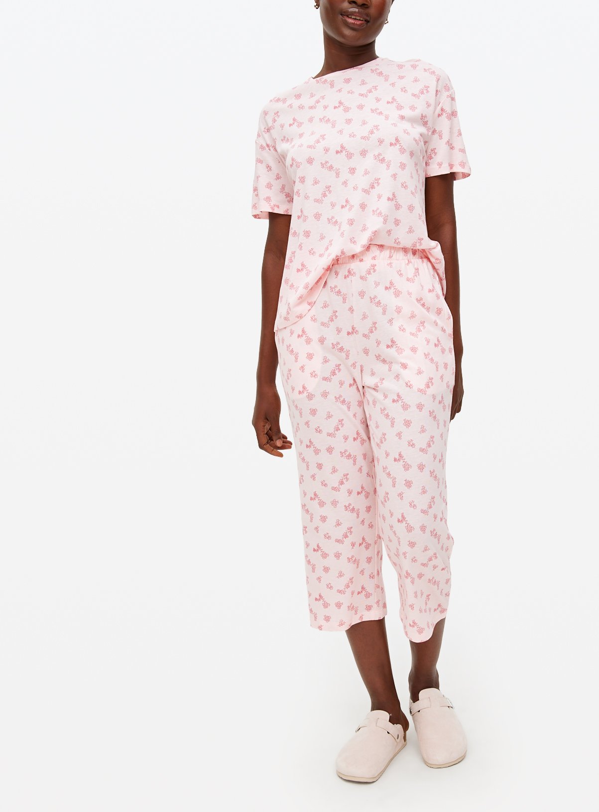 Pink Floral Cropped Co-ord Pyjama Bottoms 