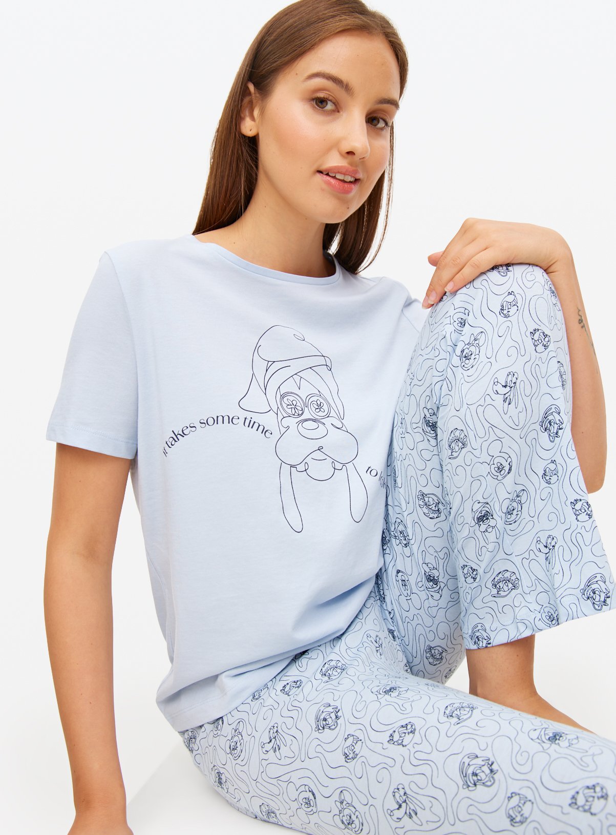 Blue Disney Goofy Printed Jersey Pyjamas