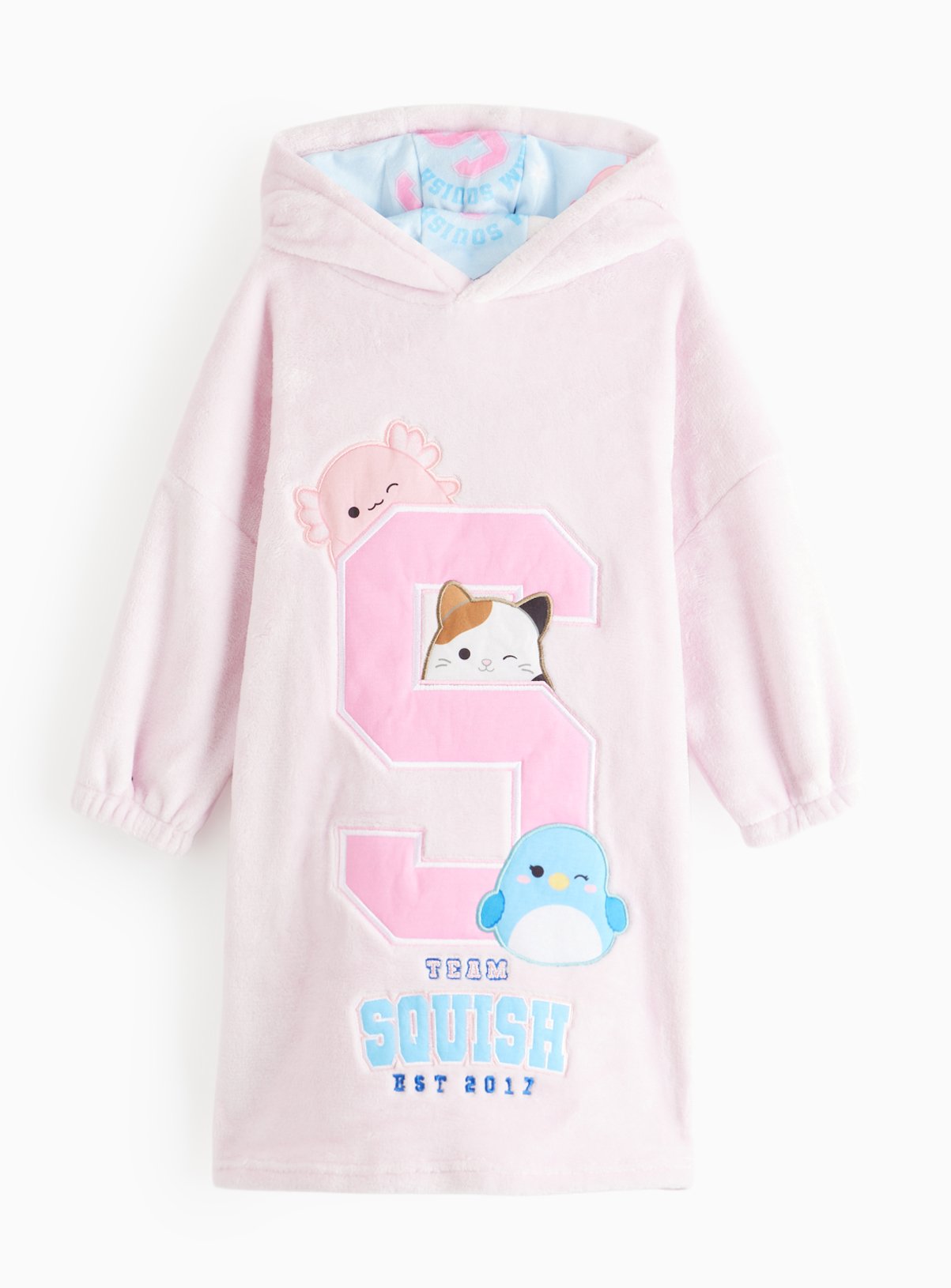 Squishmallows Pink Varsity Fleece Hooded Blanket 