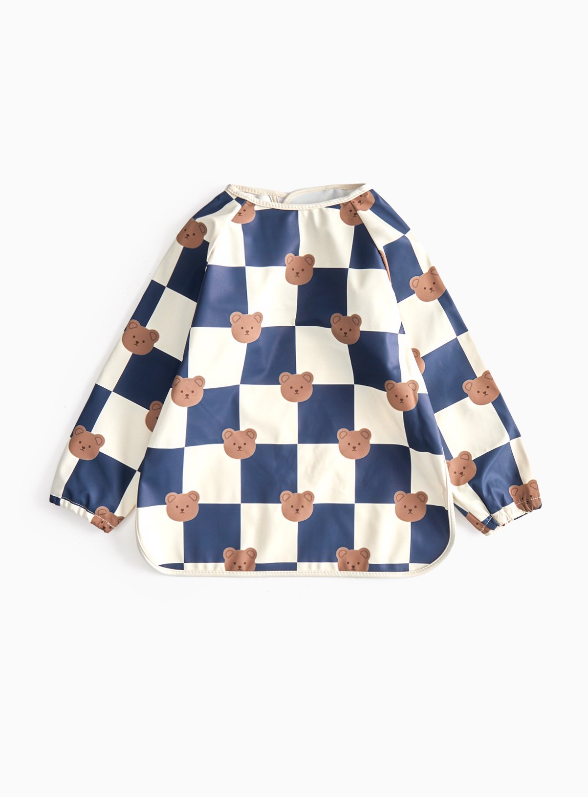 Navy Chequer Printed Long Sleeve Bib One Size