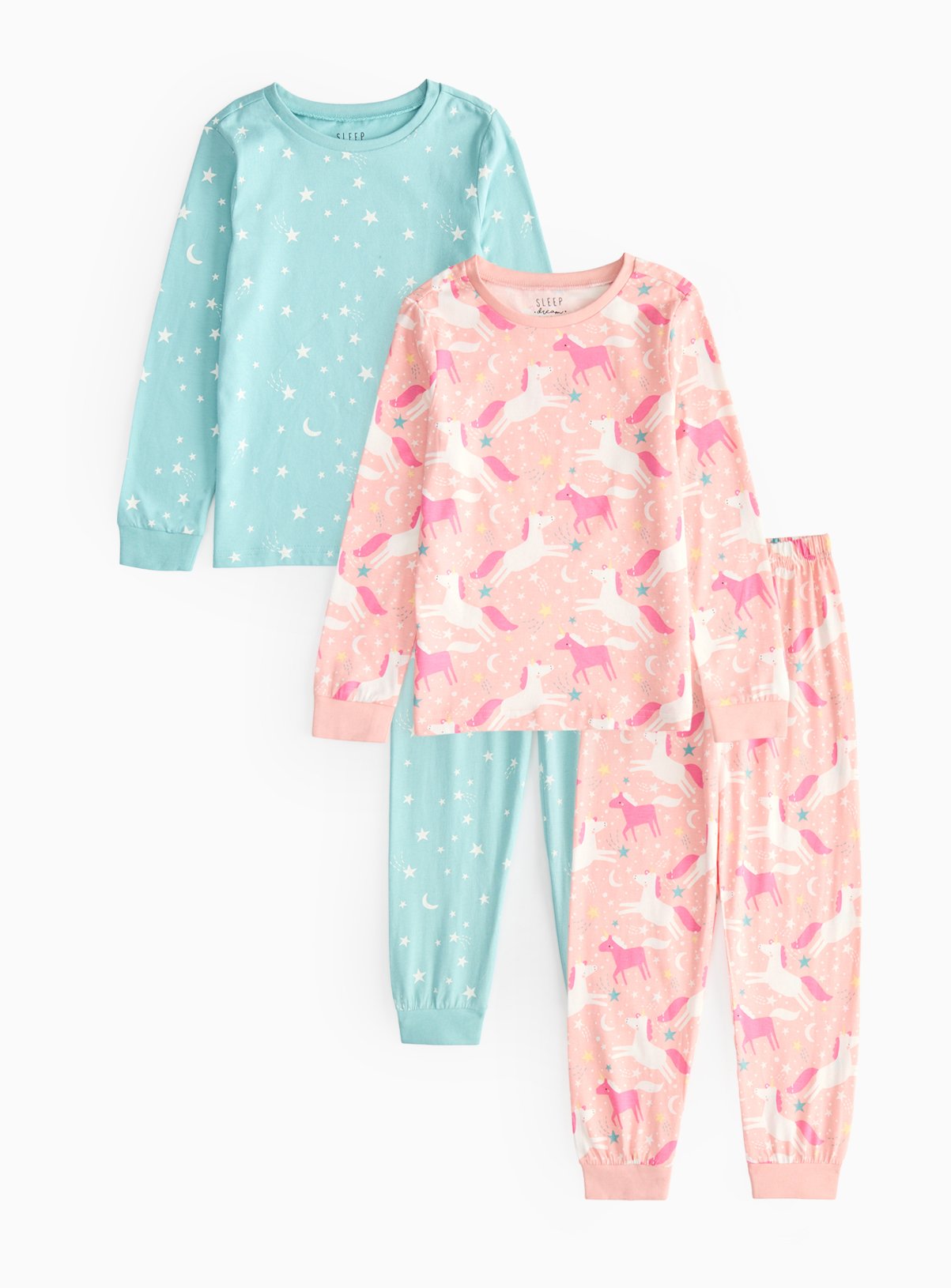 Unicorn Printed Pyjama Set 2 Pack 