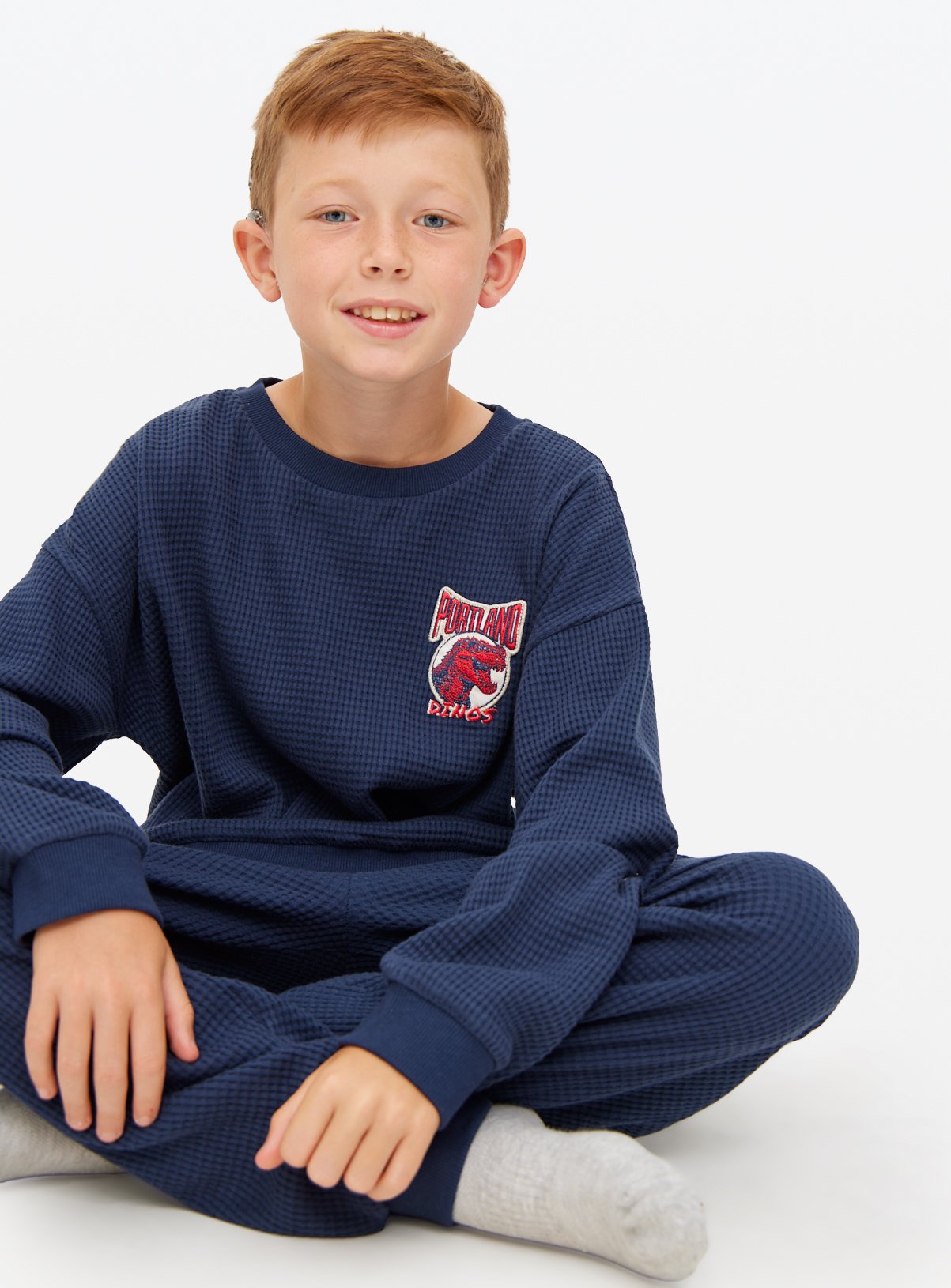 Navy Waffle Pyjama Set 