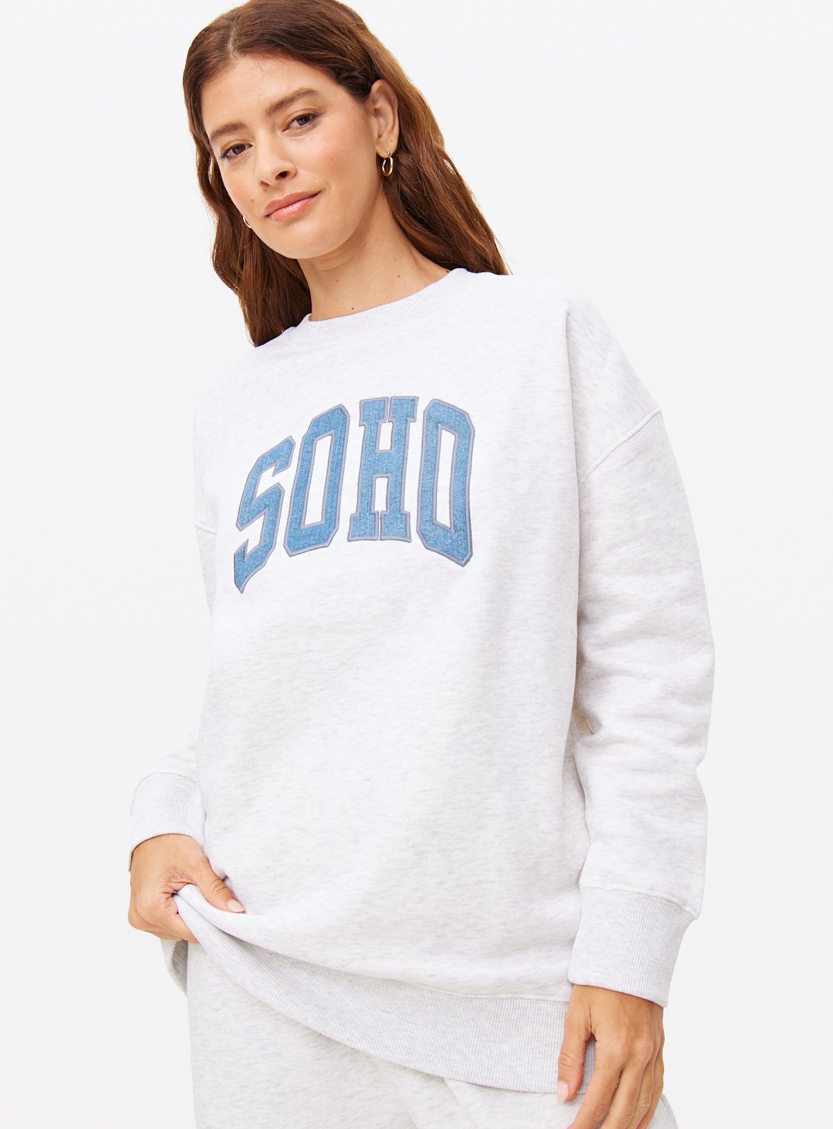 Grey Soho Slogan Oversized Sweatshirt